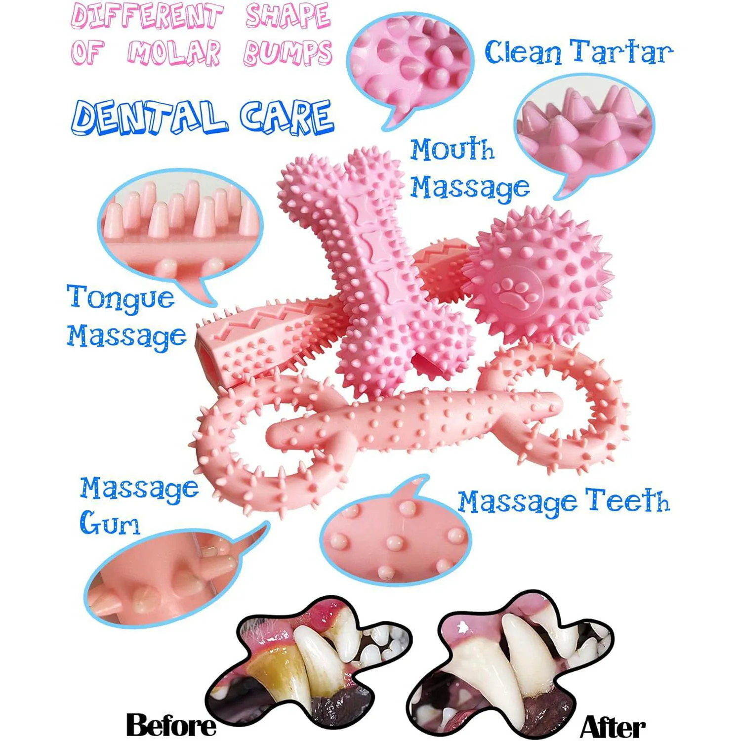 Set De Juguetes Masticables Para Cachorros Con Limpieza Dental Paquete De Cuatro