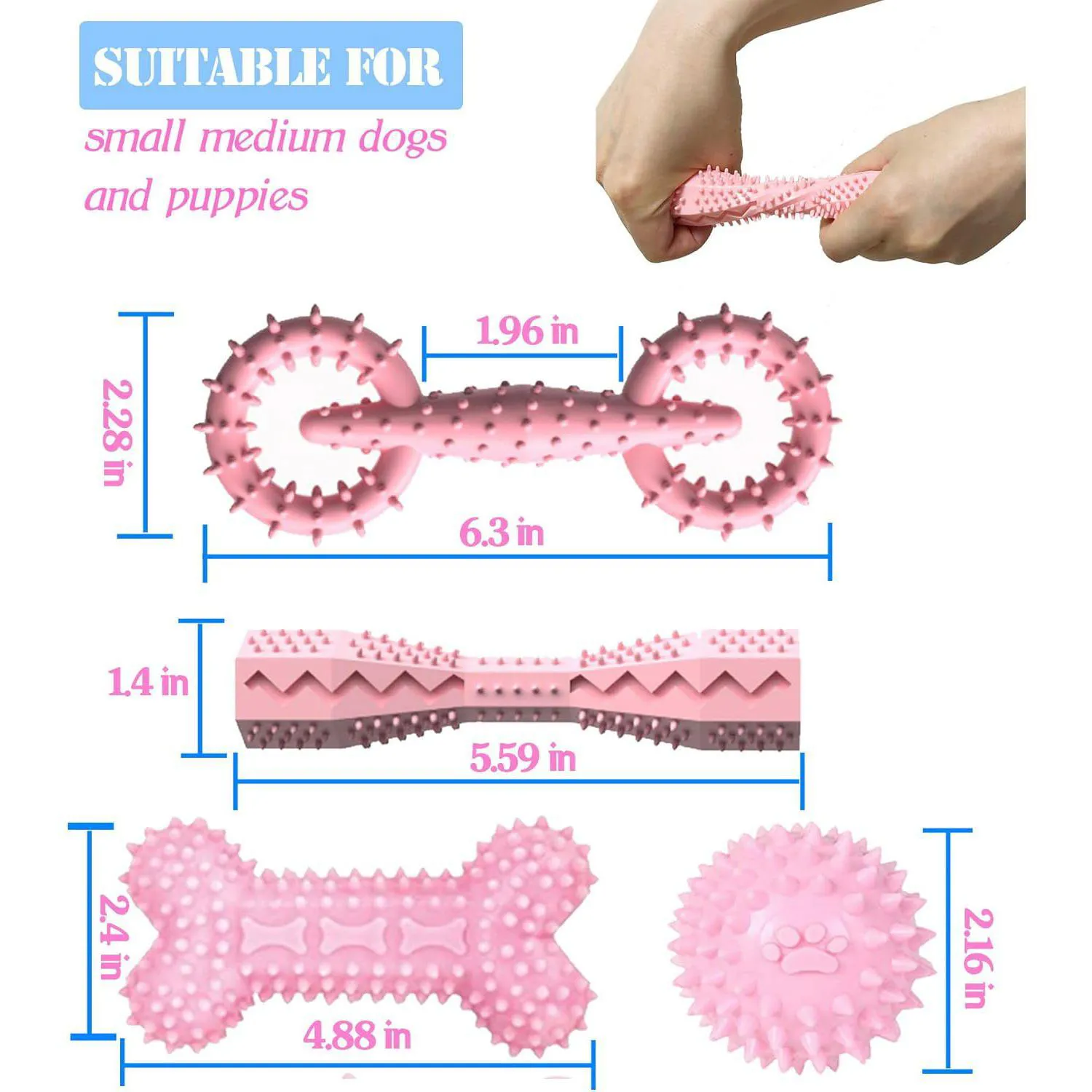 Set De Juguetes Masticables Para Cachorros Con Limpieza Dental Paquete De Cuatro 6