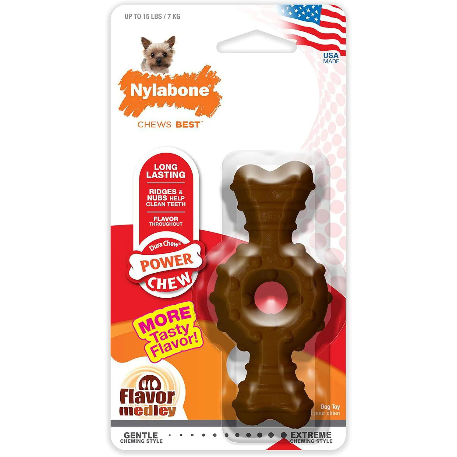 Hueso en Aro para Perros Nylabone Power Chew Sabor Mixto Extra Pequeño