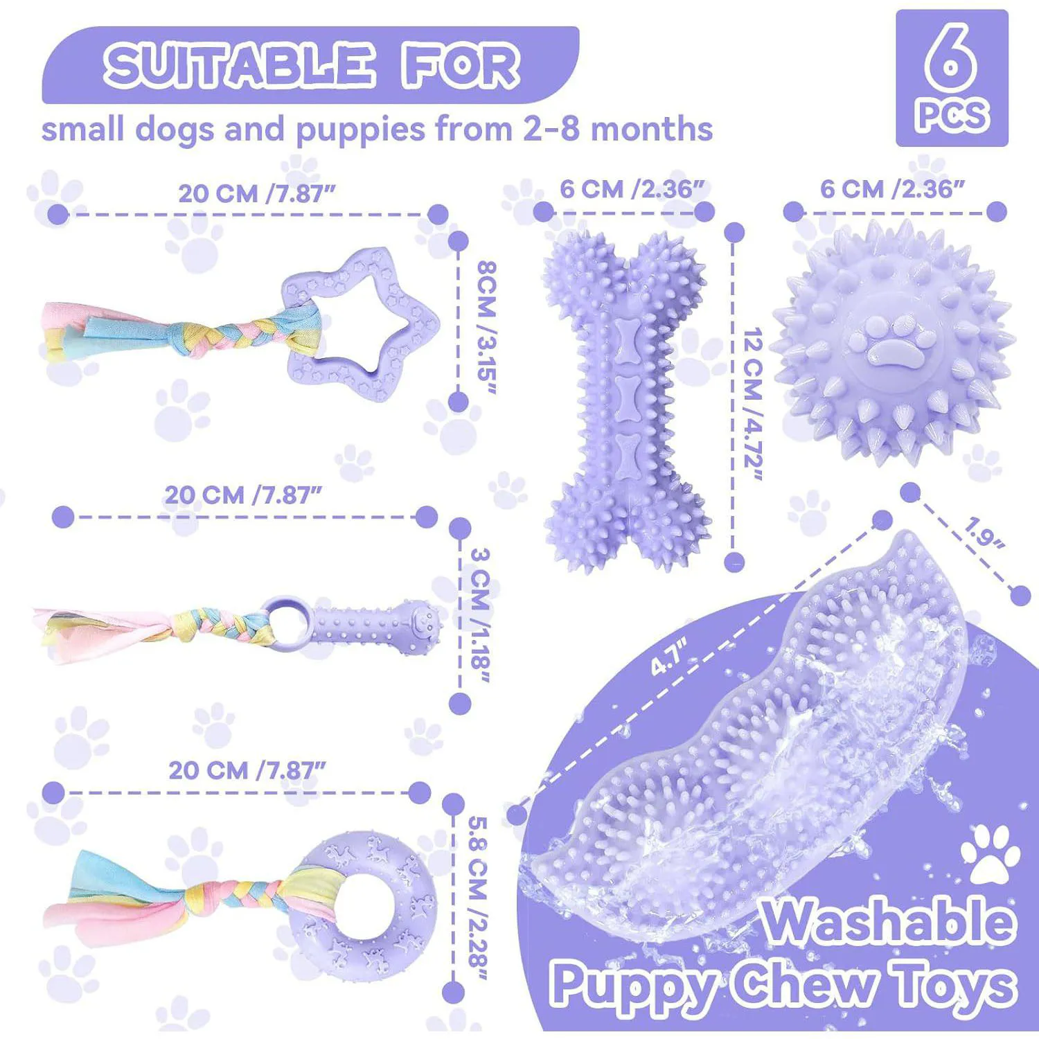 Paquete De Juguetes De Dentición Para Cachorros Con Seis Piezas De Goma Segura 7