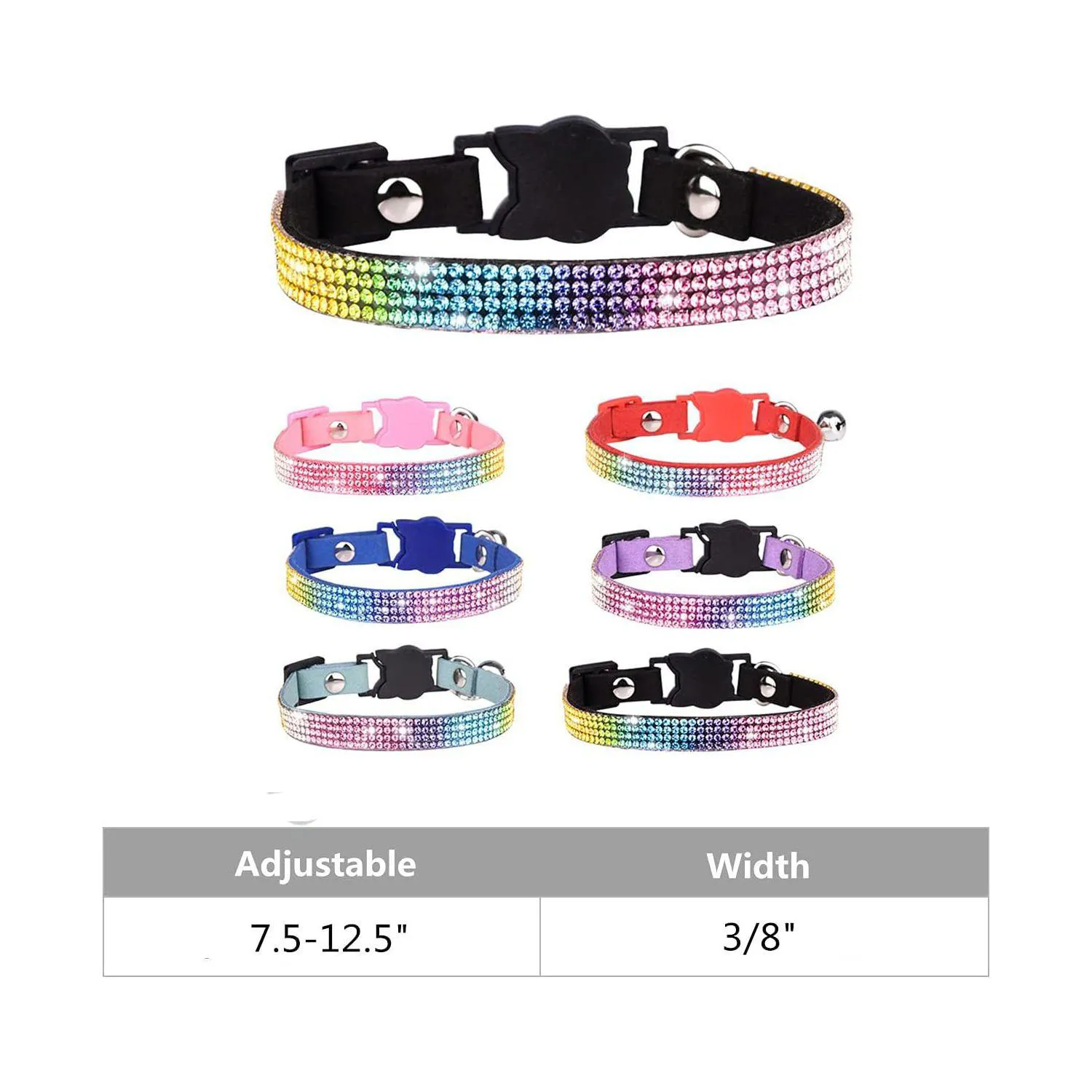 Collar Gato WDPAWS Rosado con Diamantes Brillantes y Campana Ajustable