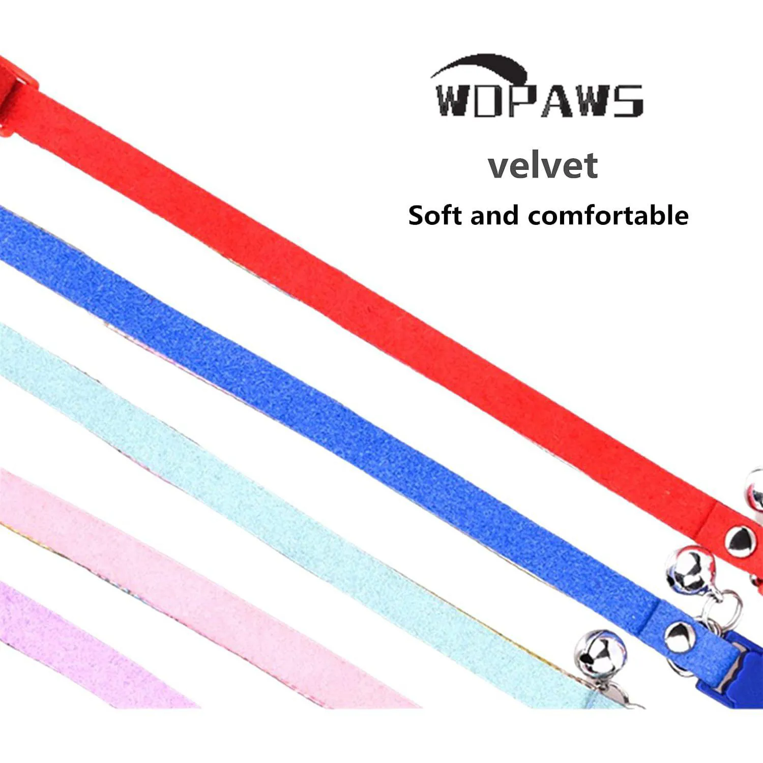 Collar Gato WDPAWS Rosado con Diamantes Brillantes y Campana Ajustable 5