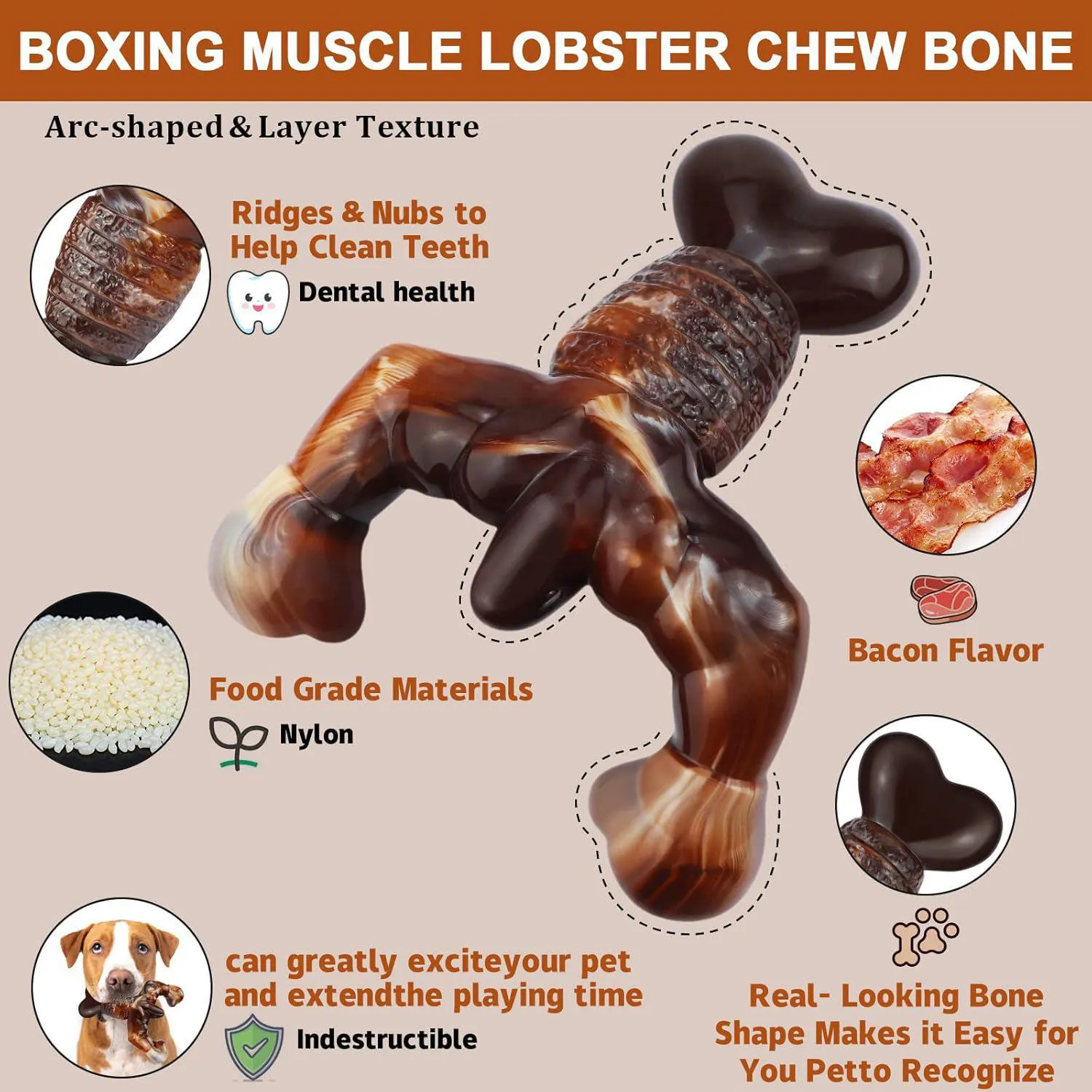 Juguete Masticable Para Perros Con Diseño Resistente Y Sabor A Tocino