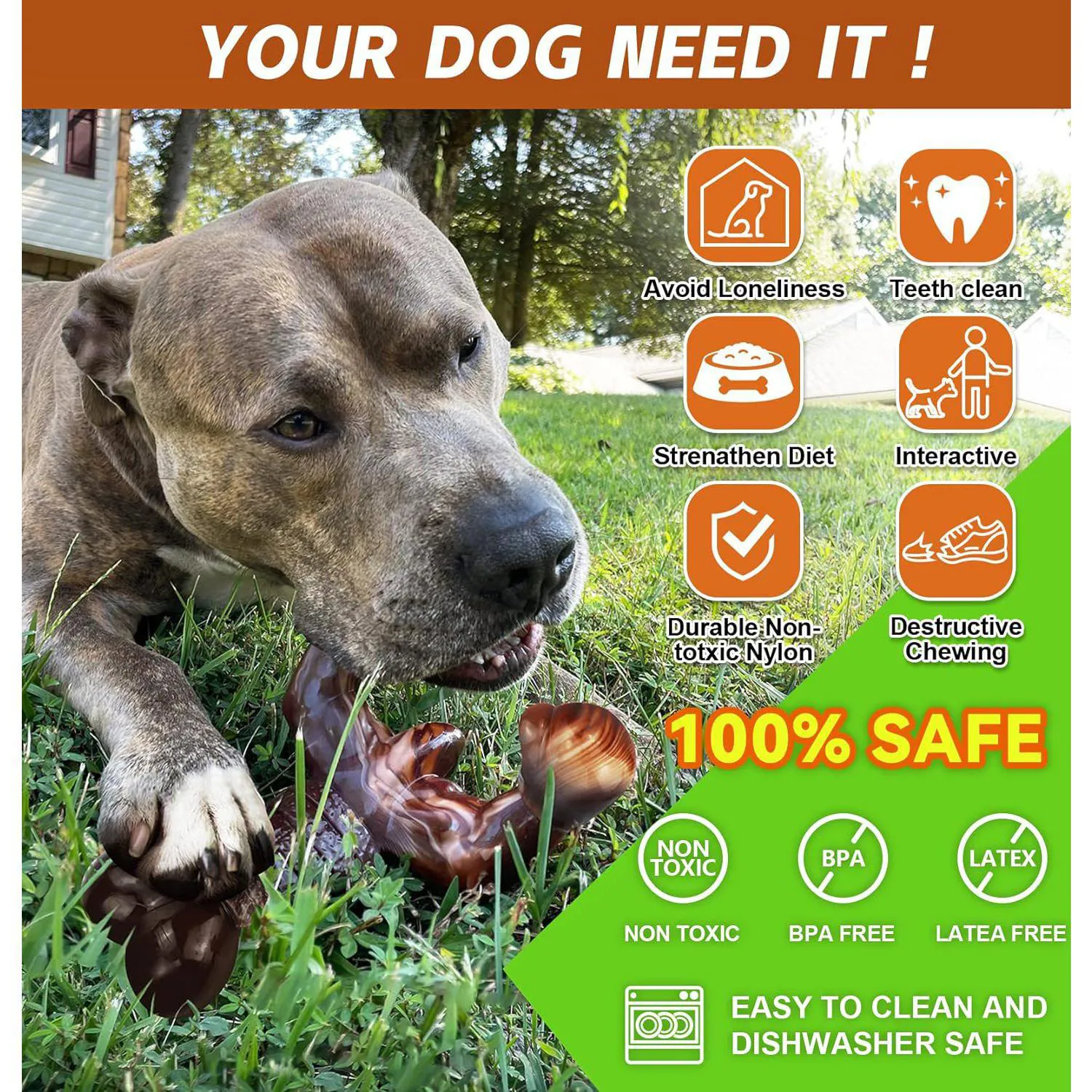 Juguete Masticable Para Perros Con Diseño Resistente Y Sabor A Tocino 5