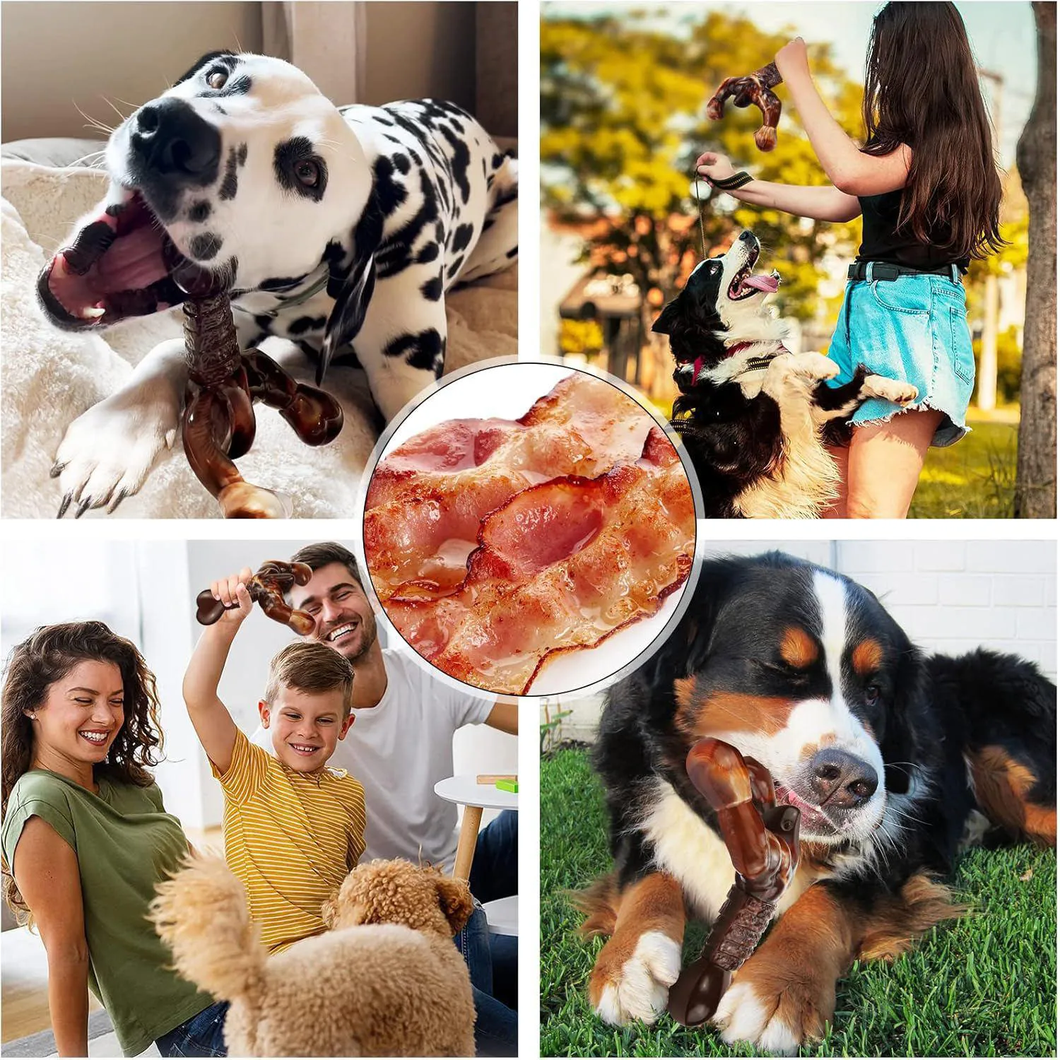 Juguete Masticable Para Perros Con Diseño Resistente Y Sabor A Tocino 6