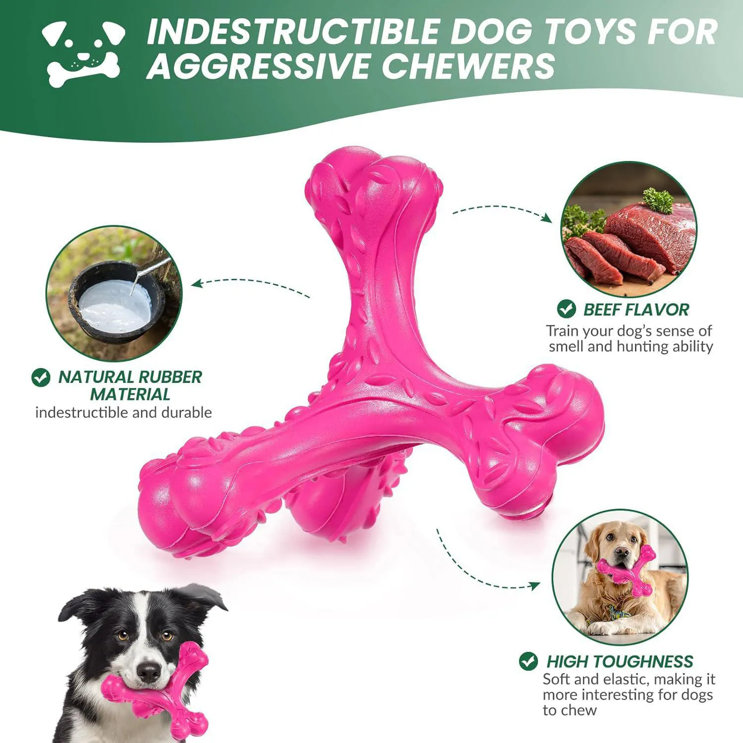 Juguete Masticable Para Perros Grandes Con Hueso Indestructible Y Limpieza Dental 3
