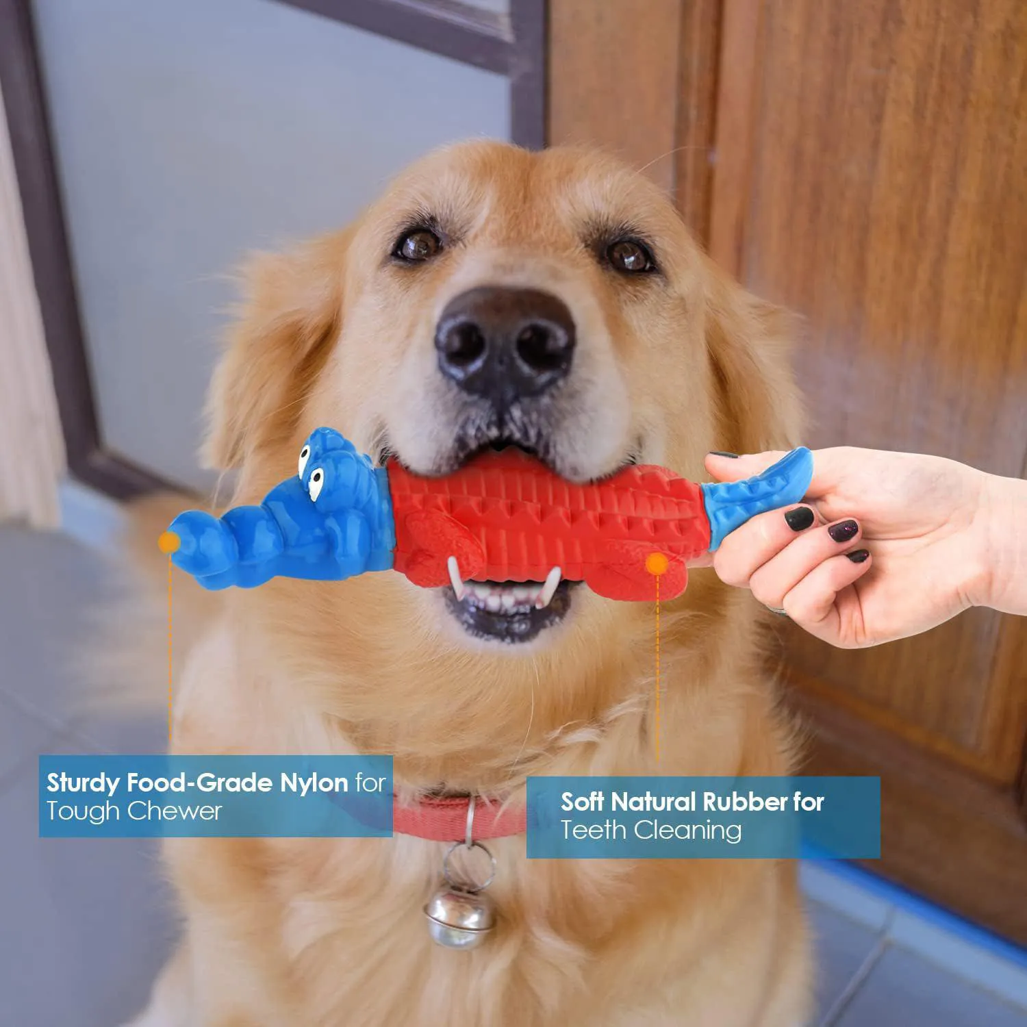 Juguete Masticable Para Perros Con Diseño Cocodrilo Sabor Carne Y Alta Resistencia