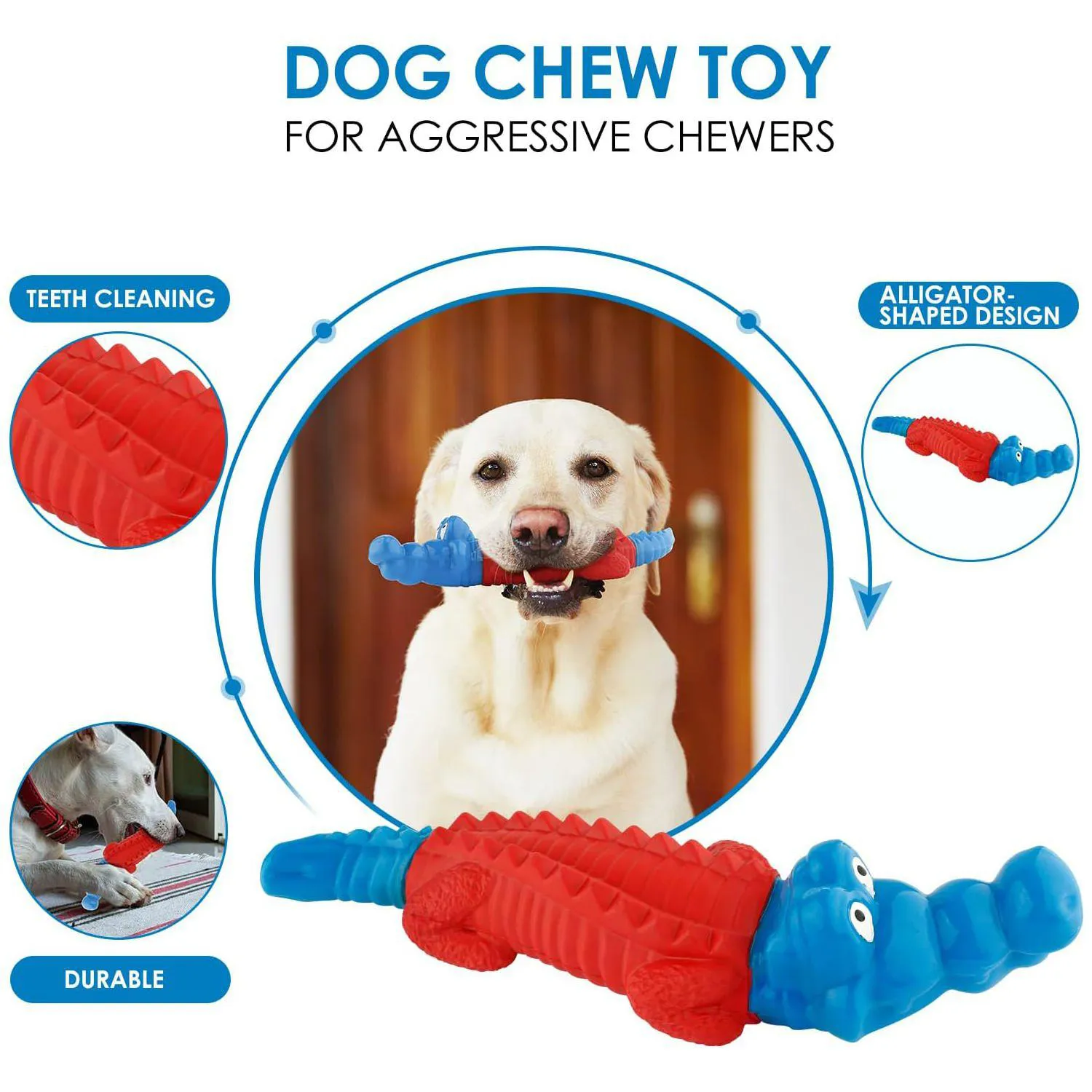 Juguete Masticable Para Perros Con Diseño Cocodrilo Sabor Carne Y Alta Resistencia 4
