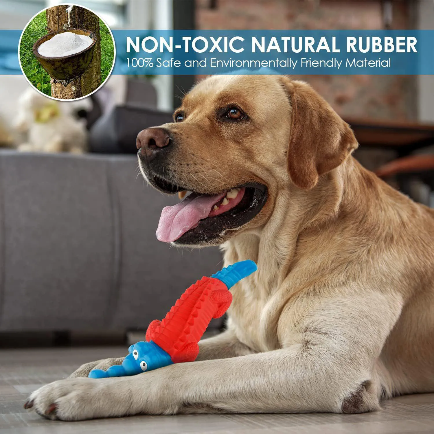 Juguete Masticable Para Perros Con Diseño Cocodrilo Sabor Carne Y Alta Resistencia 5