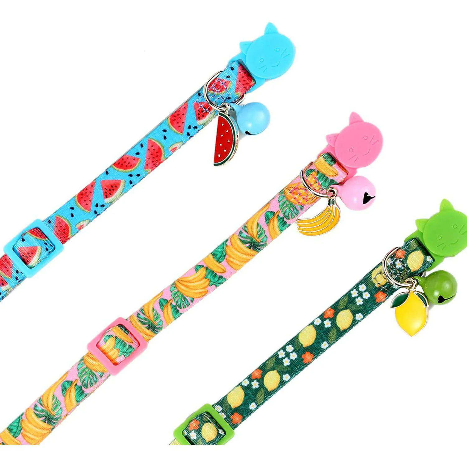 Collares Gato BoomBone Nailon Ajustables con Campana y Colgantes de Frutas 4
