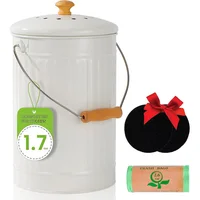 Contenedor de Compost de Cocina con Filtro de Carbón y Asa de Madera