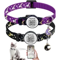 Collar Gato Taghelp Paquete 2 Seguridad Código QR Luna y Estrella