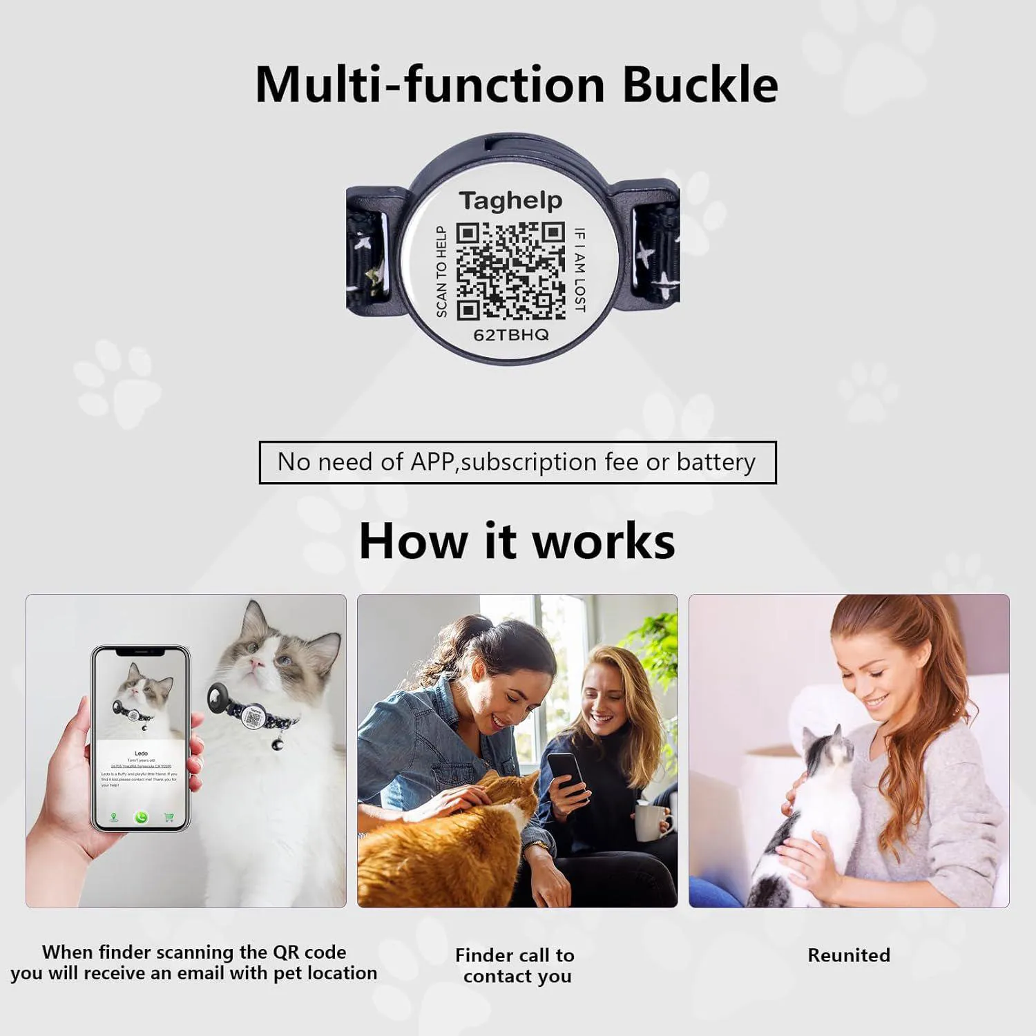 Collar Gato Taghelp Paquete 2 Seguridad Código QR Luna y Estrella 4