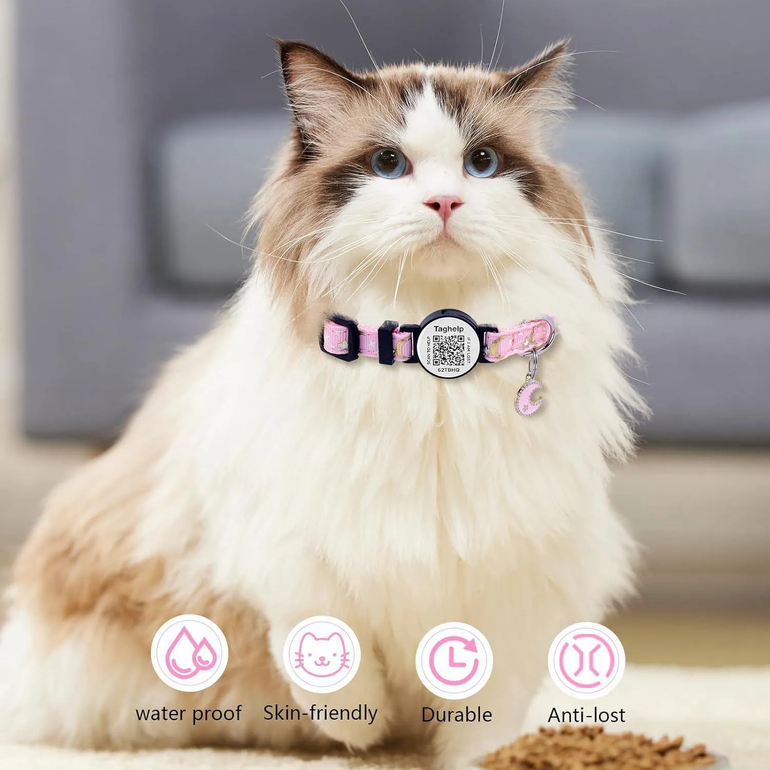Collar Gato Taghelp Paquete 2 Seguridad Código QR Luna y Estrella 5