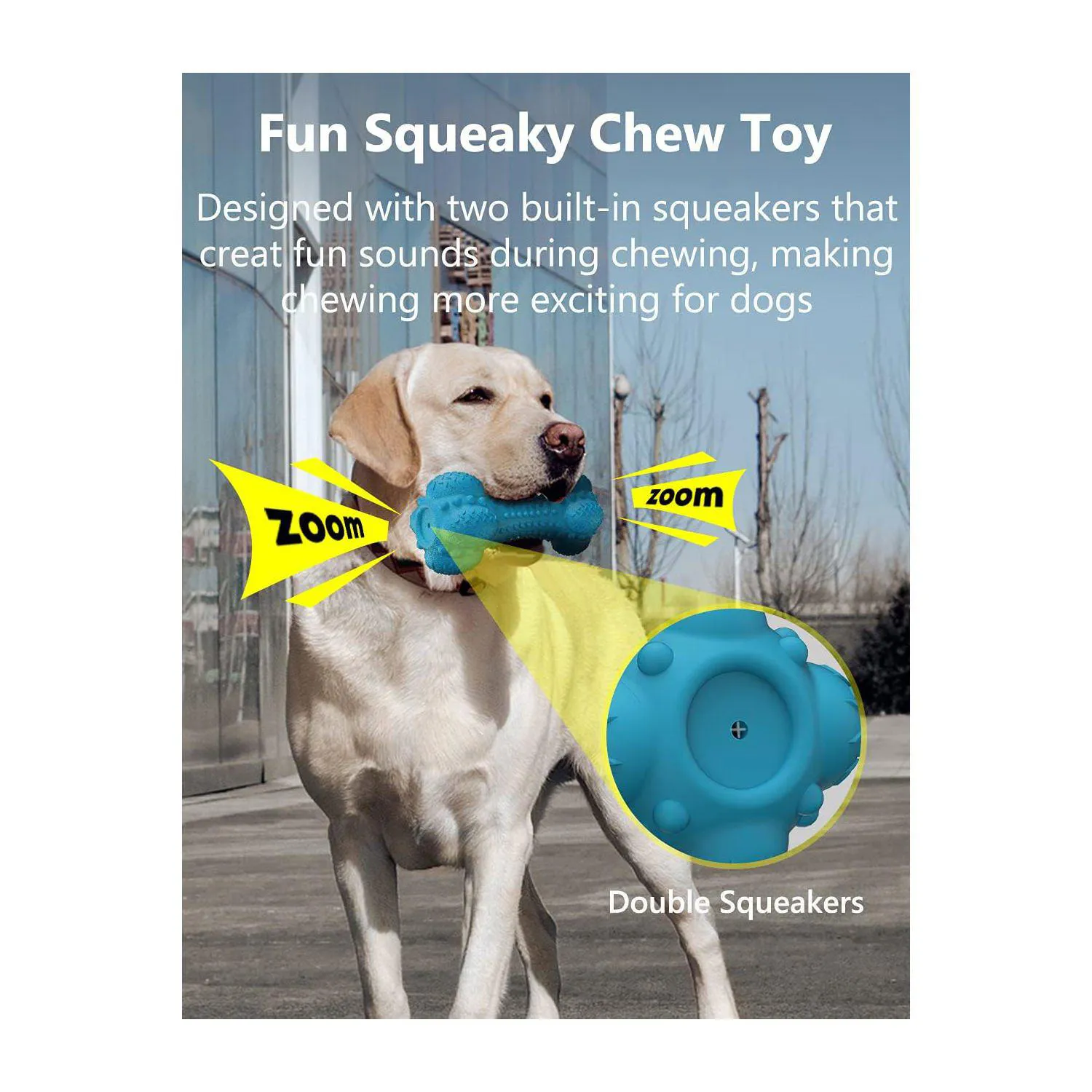 Juguete Chirriante Para Perros Con Hueso De Goma Sabor Tocino Y Limpieza Dental