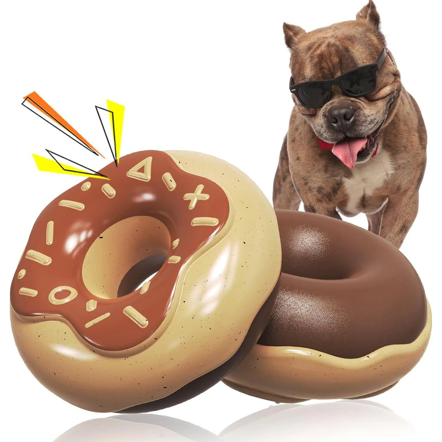 Juguete De Goma Resistente Para Perros Con Sonido Chirriante Y Sabor Cremoso