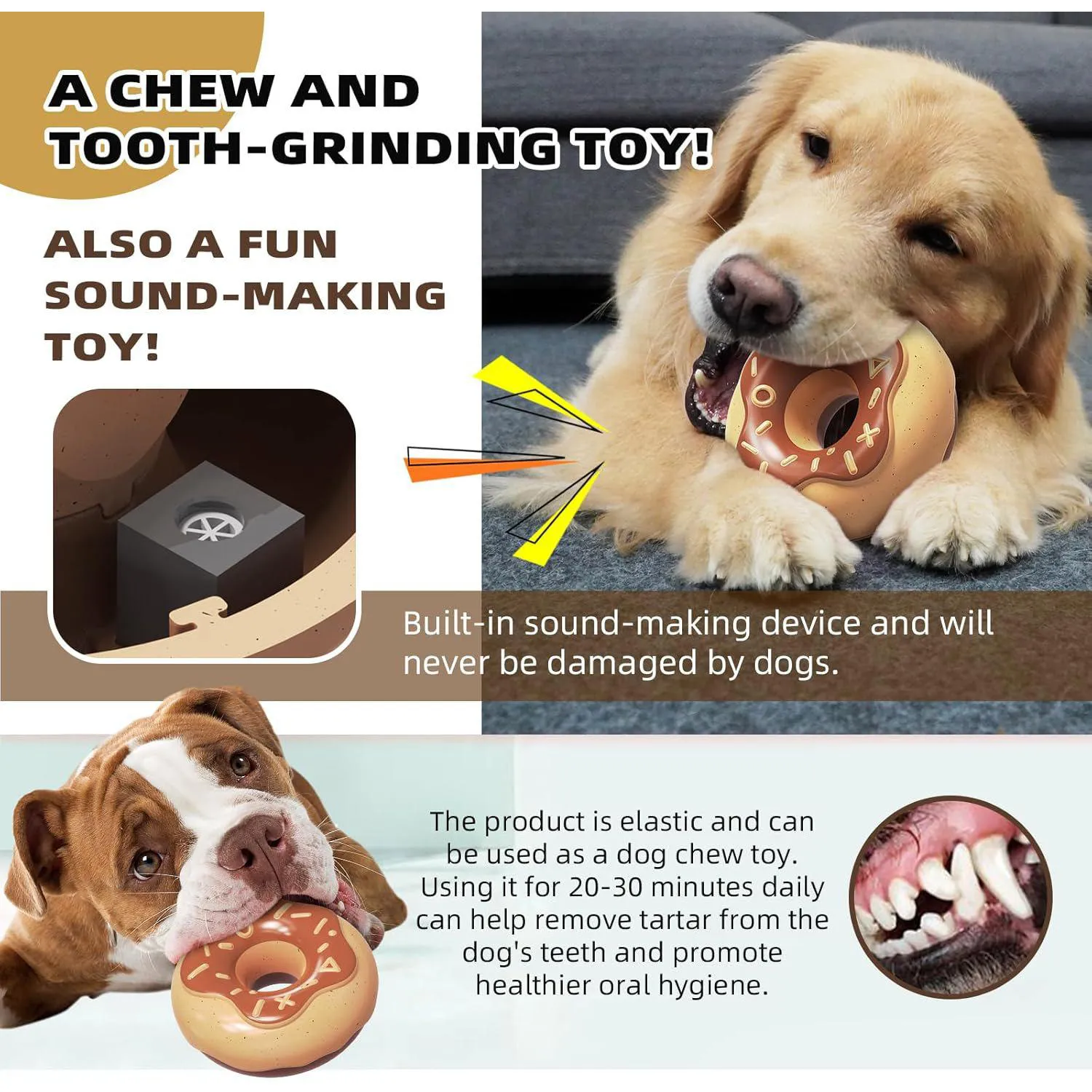 Juguete De Goma Resistente Para Perros Con Sonido Chirriante Y Sabor Cremoso 5