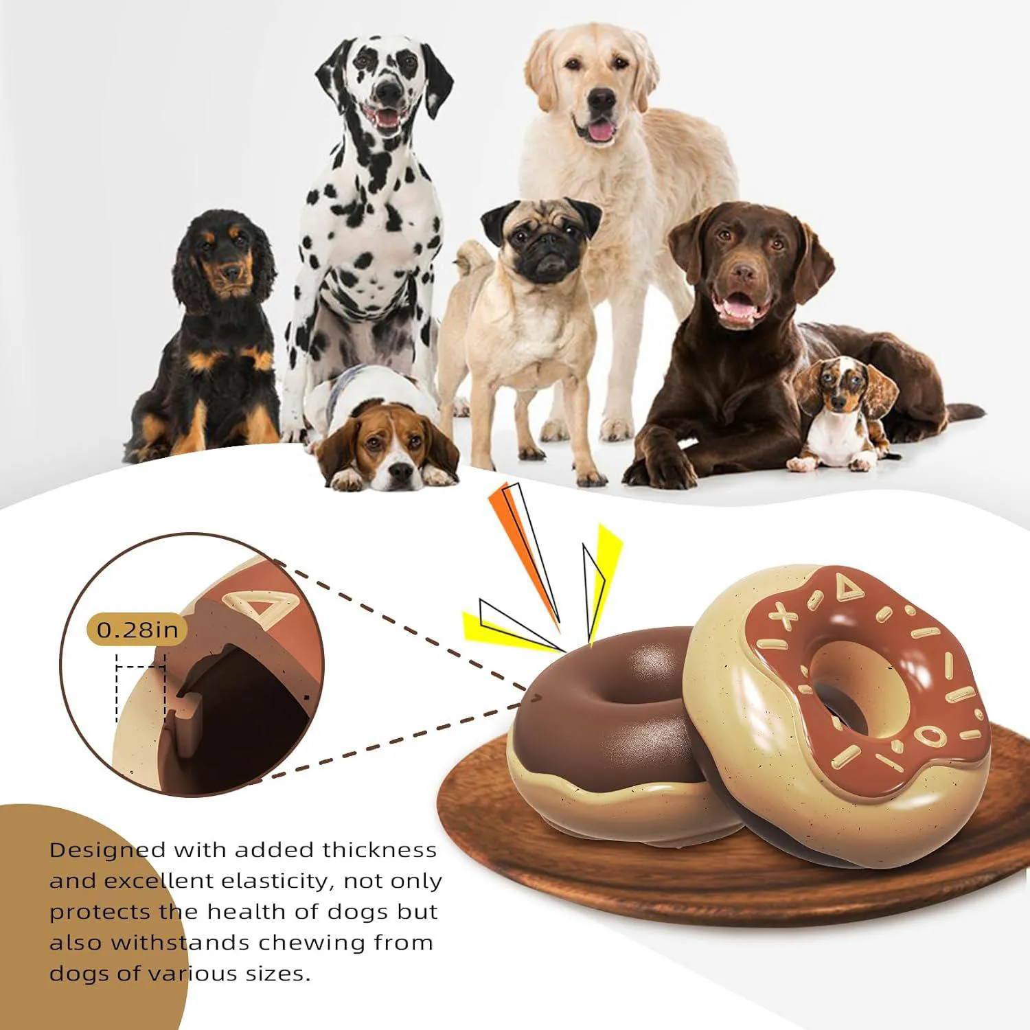 Juguete De Goma Resistente Para Perros Con Sonido Chirriante Y Sabor Cremoso 6