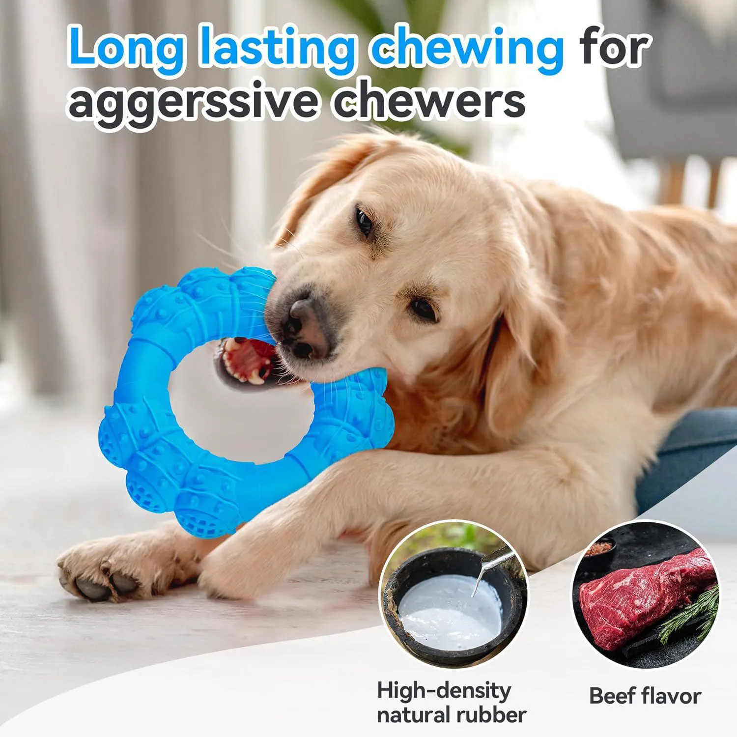 Juguete De Anillo Resistente Para Perros Con Textura Dental Y Sabor A Carne 3