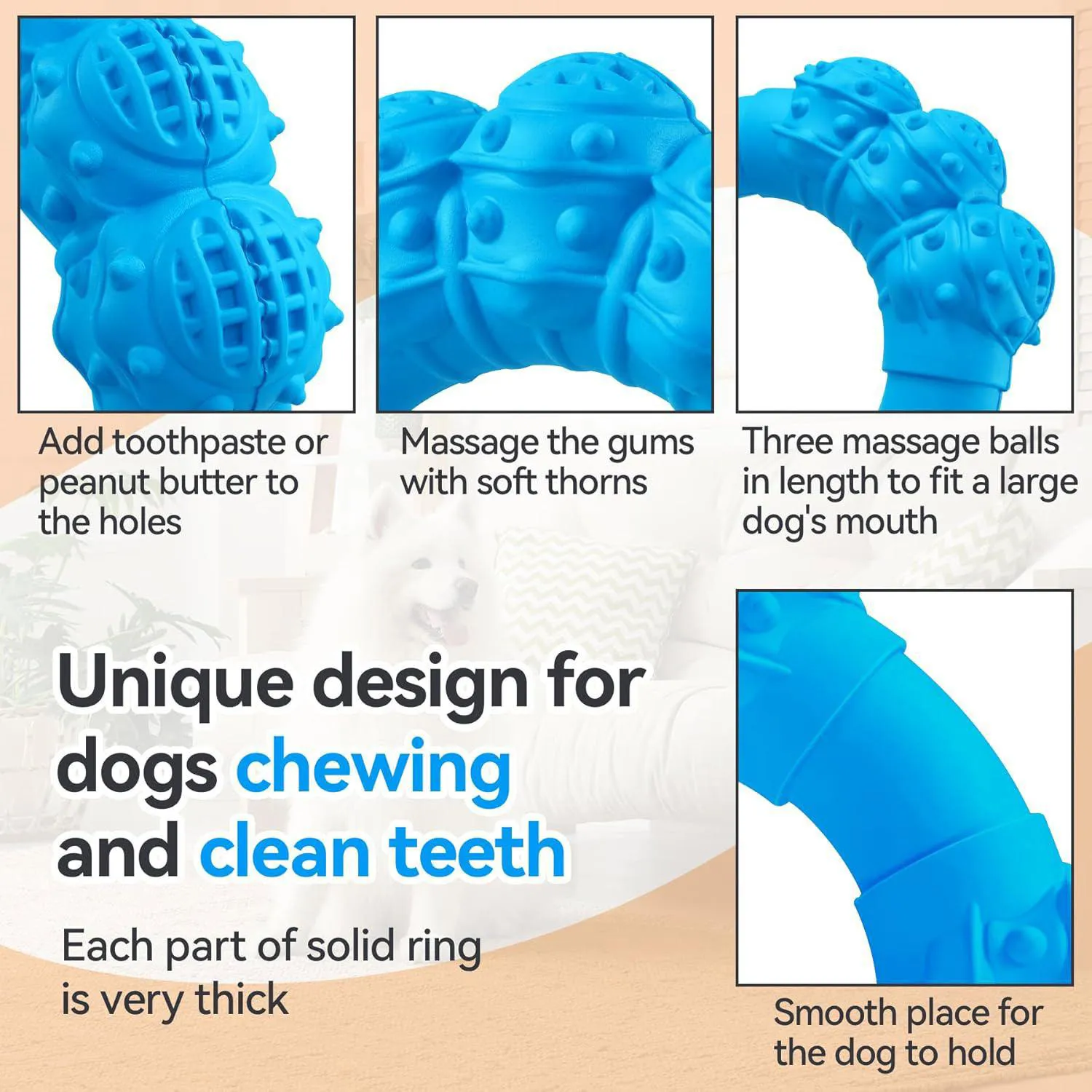 Juguete De Anillo Resistente Para Perros Con Textura Dental Y Sabor A Carne 4