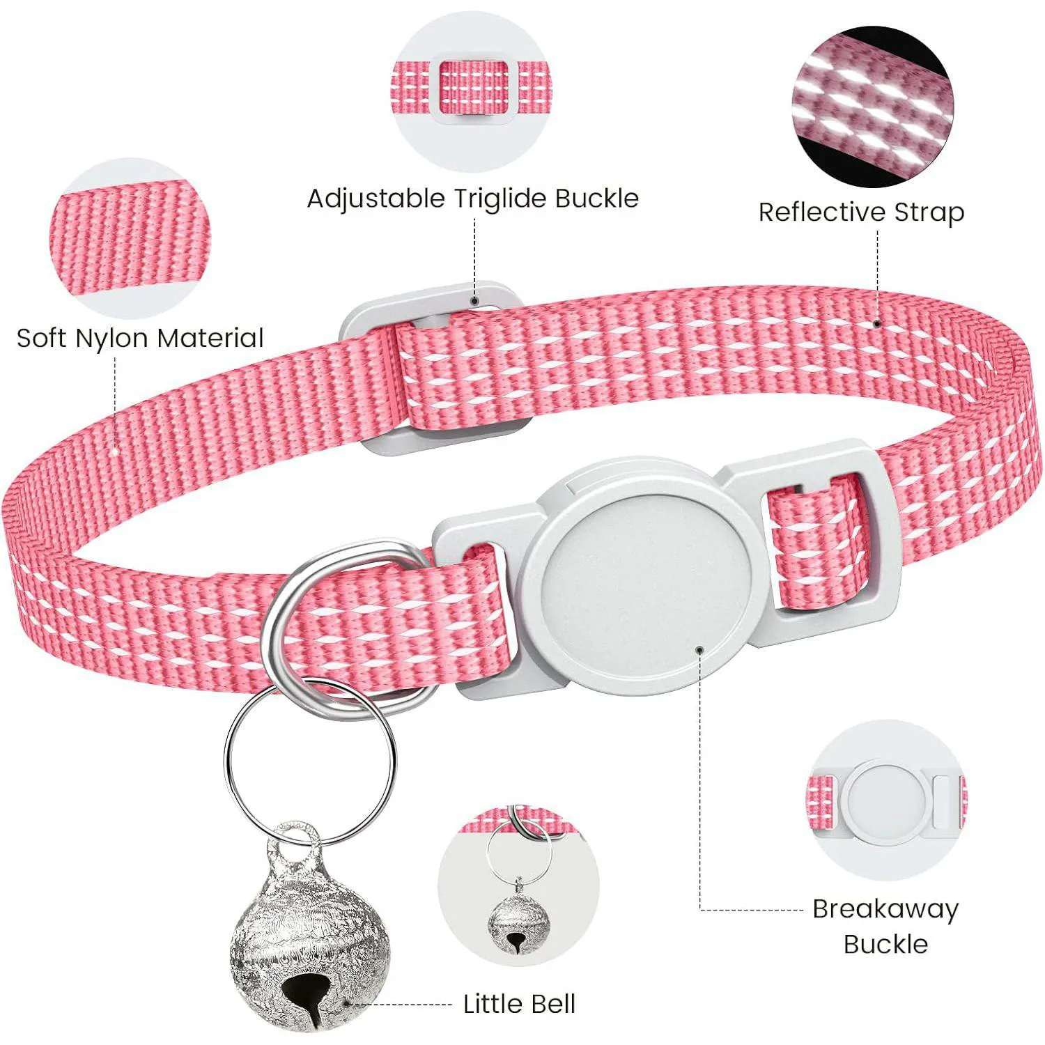 Collar Gato Hoeraonr Reflectante con Campana Ajustable Set de 5 Unidades 3
