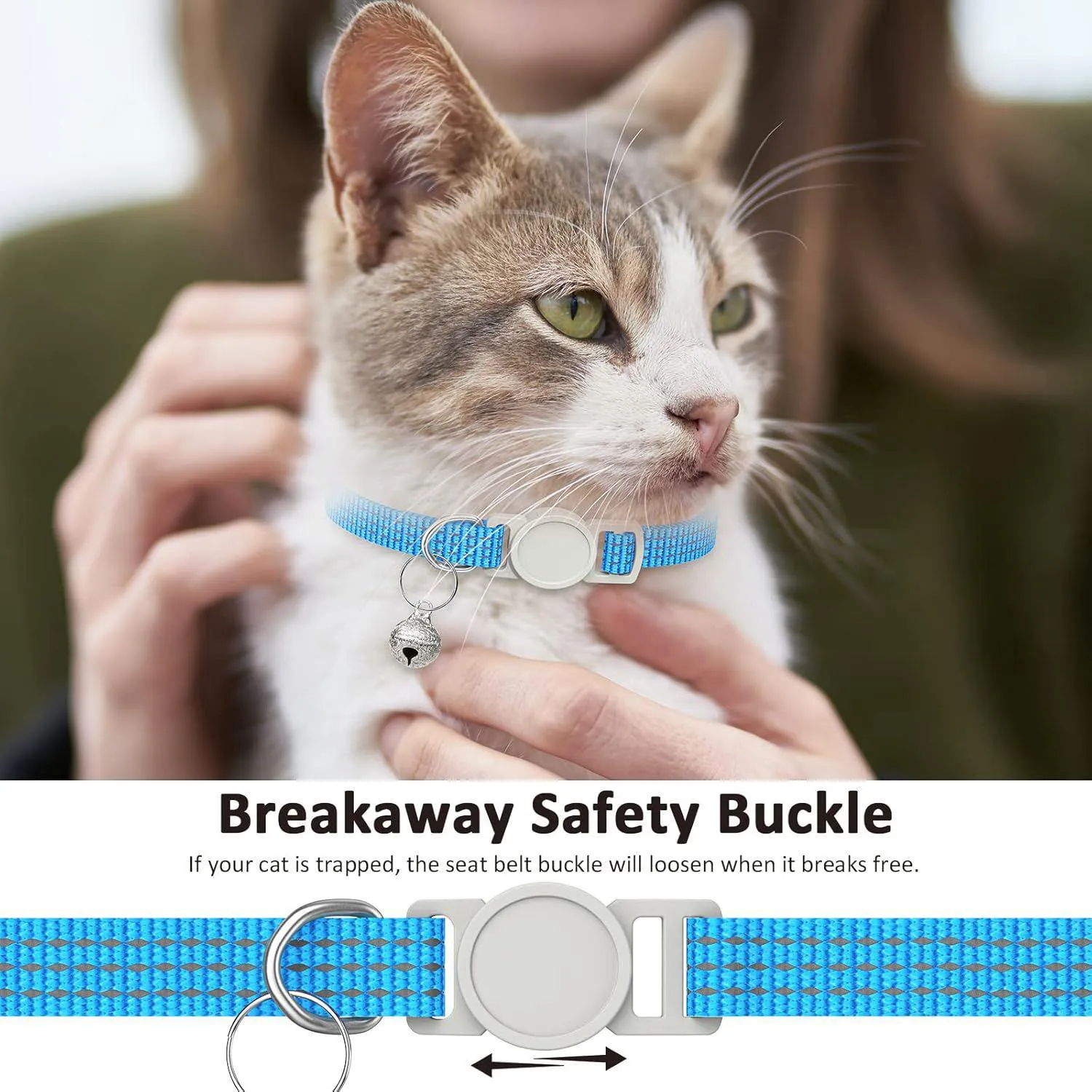 Collar Gato Hoeraonr Reflectante con Campana Ajustable Set de 5 Unidades 4