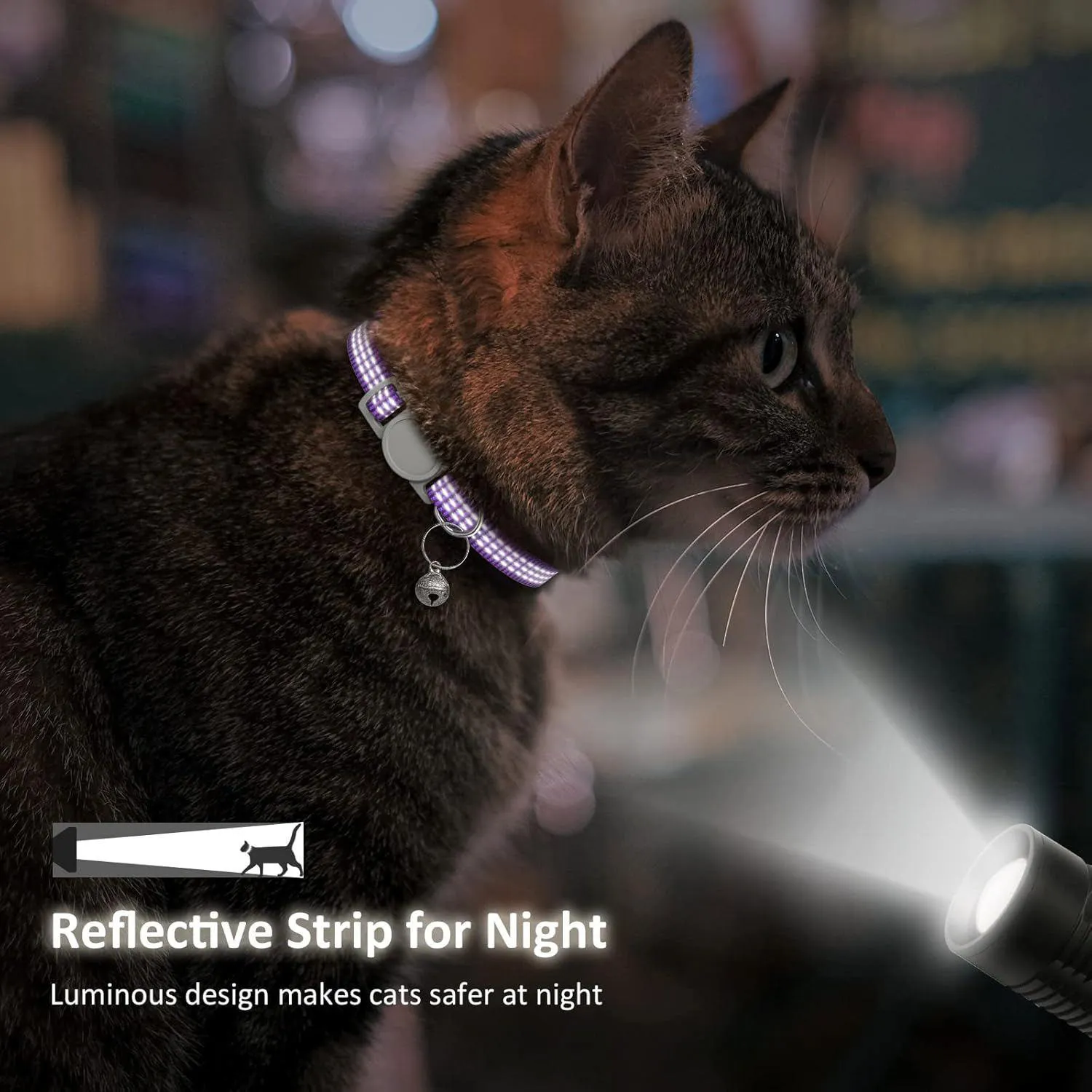 Collar Gato Hoeraonr Reflectante con Campana Ajustable Set de 5 Unidades 5
