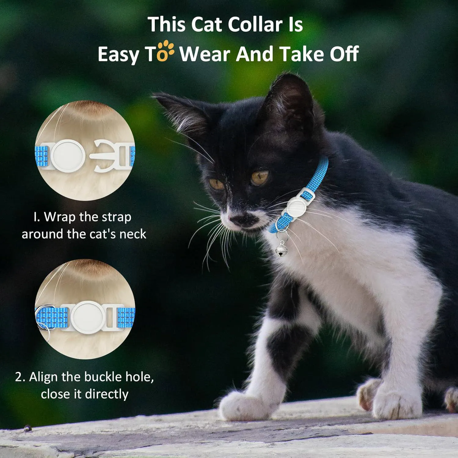 Collar Gato Hoeraonr Reflectante con Campana Ajustable Set de 5 Unidades 6