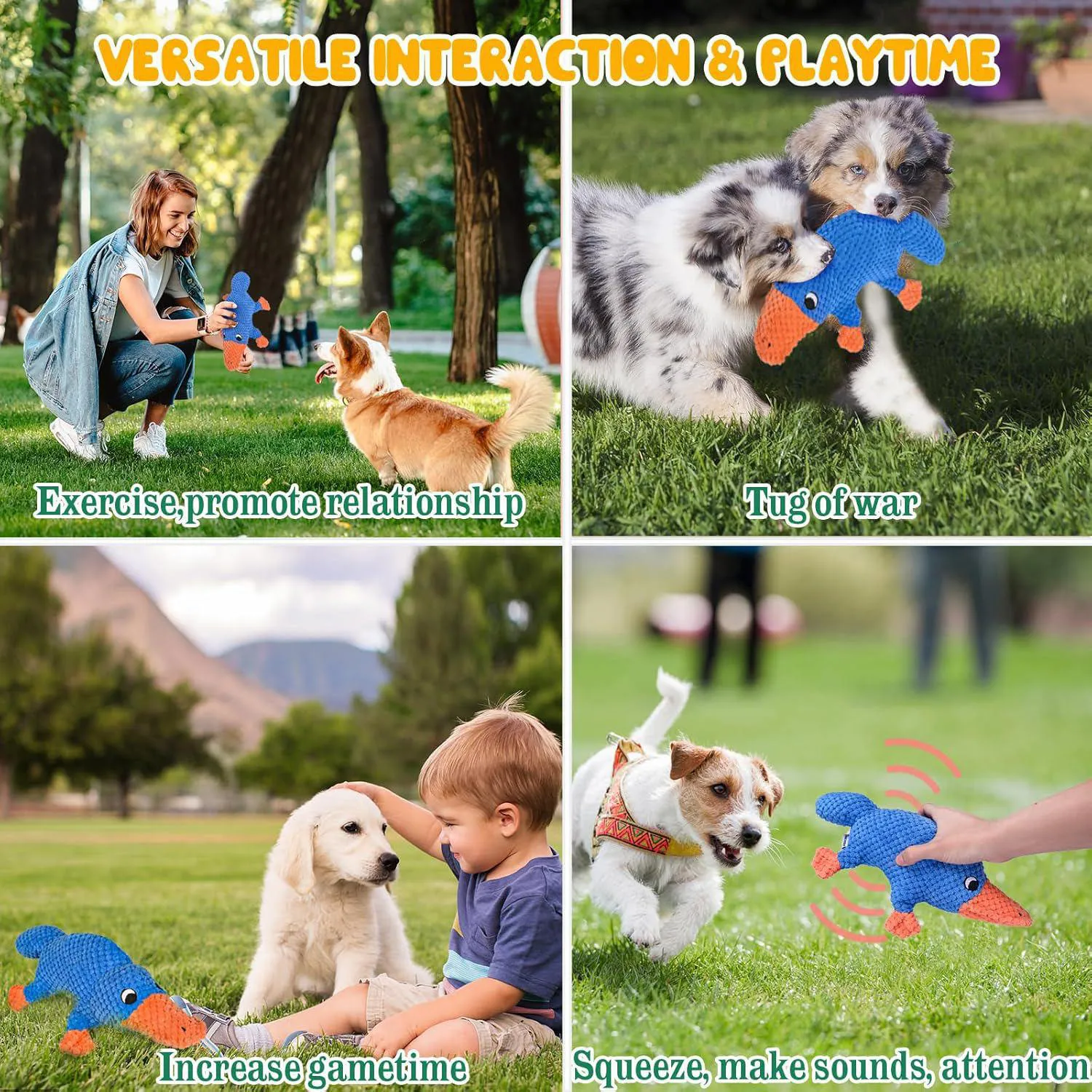 Juguete De Peluche Chirriante Para Perros Grandes Con Diseño Resistente De Ornitorrinco 6