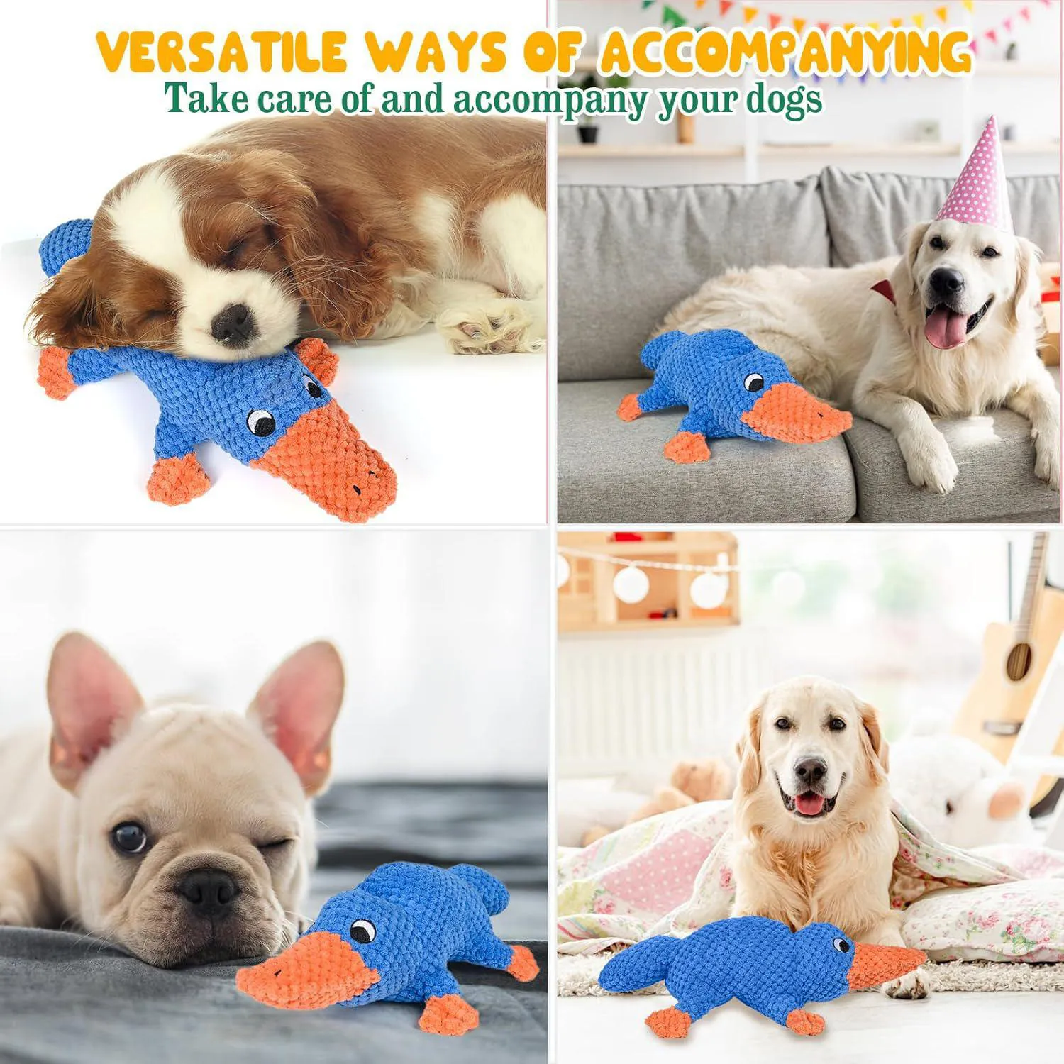 Juguete De Peluche Chirriante Para Perros Grandes Con Diseño Resistente De Ornitorrinco 7