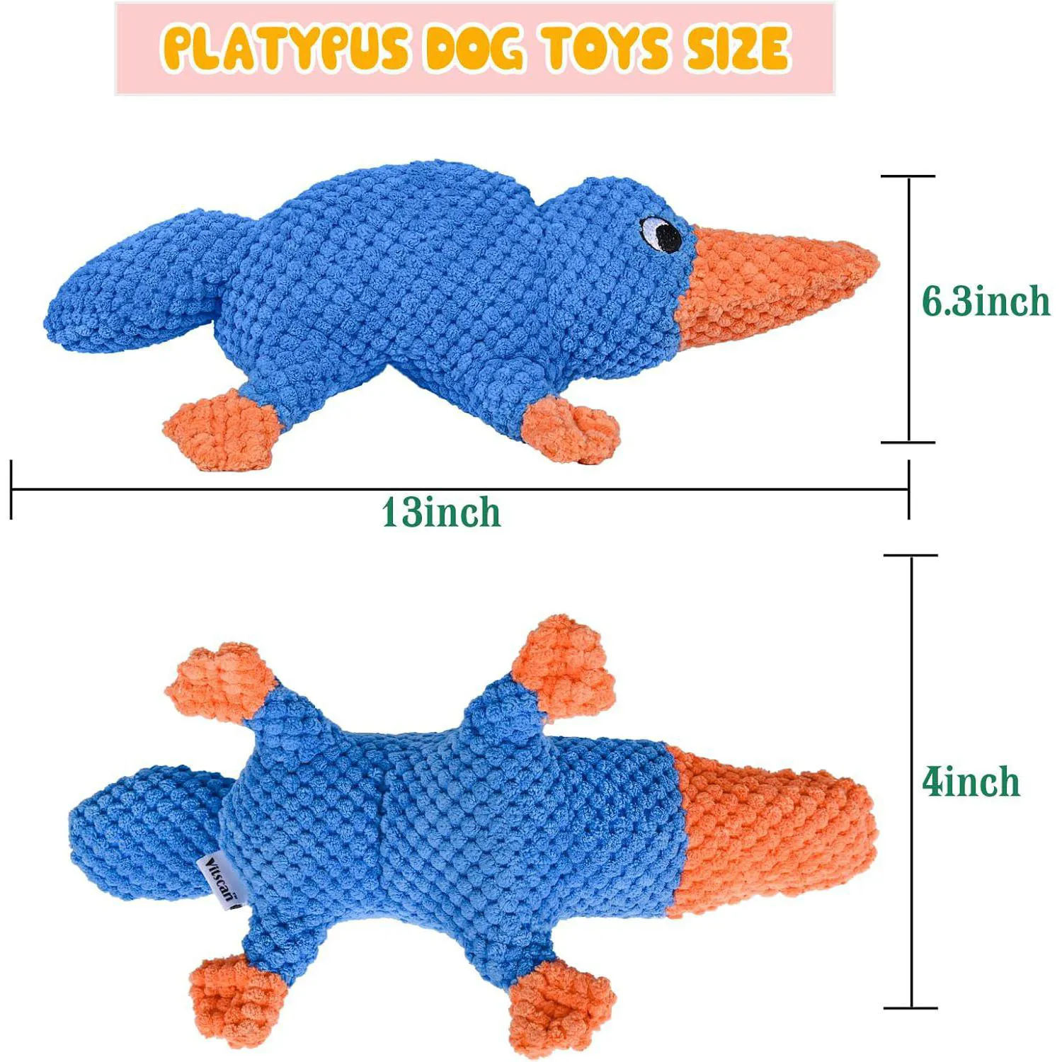 Juguete De Peluche Chirriante Para Perros Grandes Con Diseño Resistente De Ornitorrinco 8