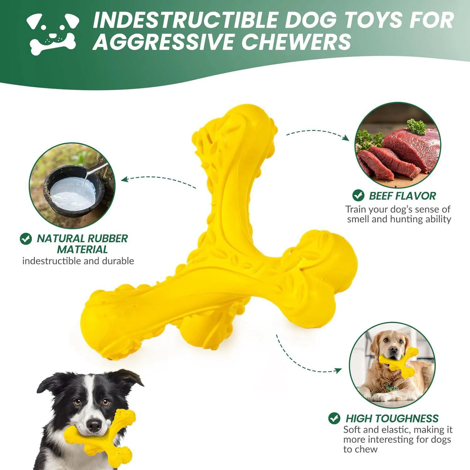 Juguete De Hueso De Goma Natural Para Perros Con Limpieza Dental Y Sabor Carnoso 3
