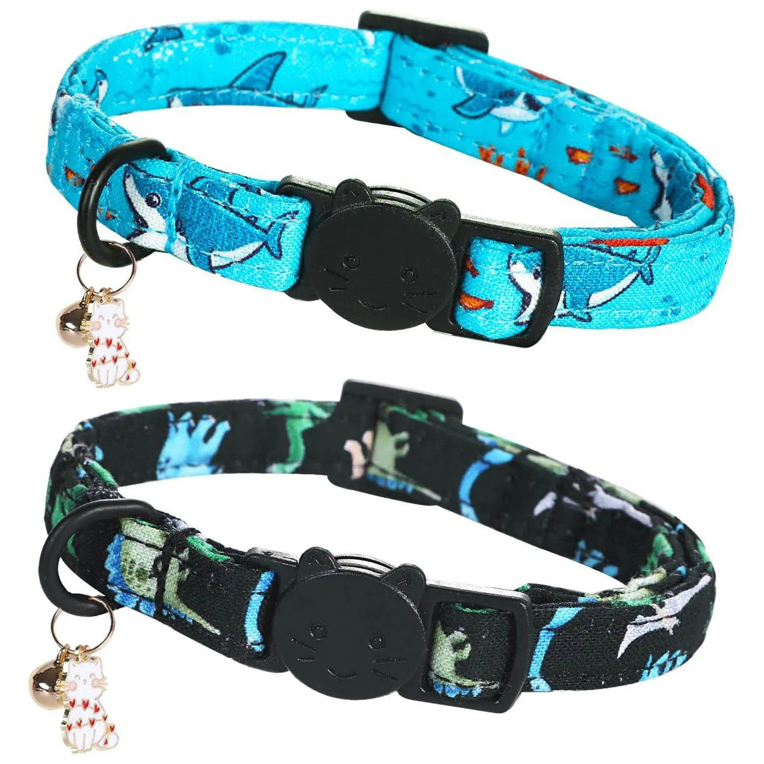 Collares Bobo Rainbow Para Gato Tiburón y Dinosaurio Ajustables x2
