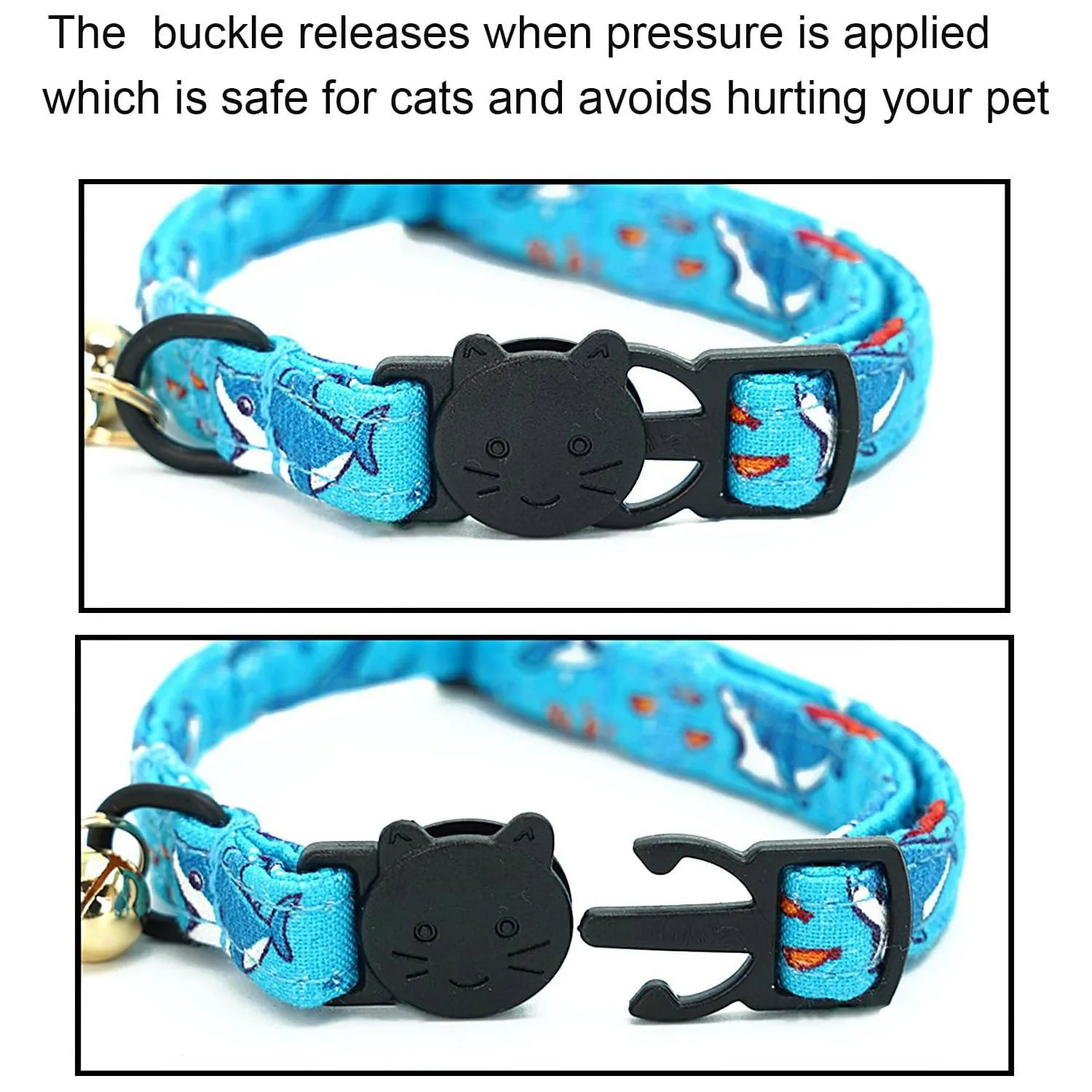 Collares Bobo Rainbow Para Gato Tiburón y Dinosaurio Ajustables x2 3