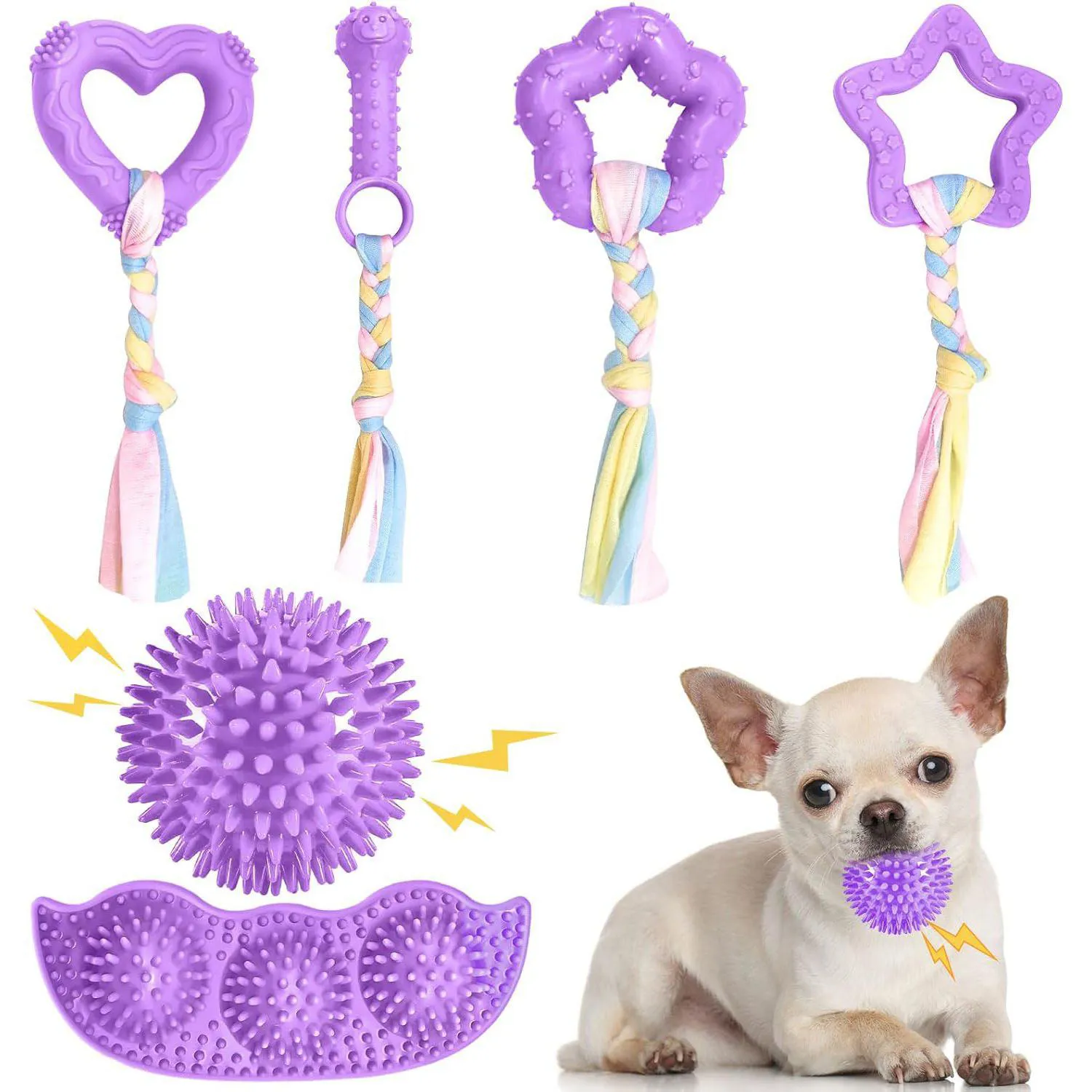 Paquete De Juguetes Para Cachorros Con Goma Suave Para Dentición Y Limpieza Dental