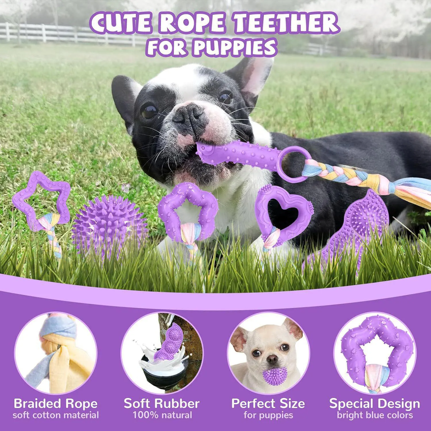 Paquete De Juguetes Para Cachorros Con Goma Suave Para Dentición Y Limpieza Dental