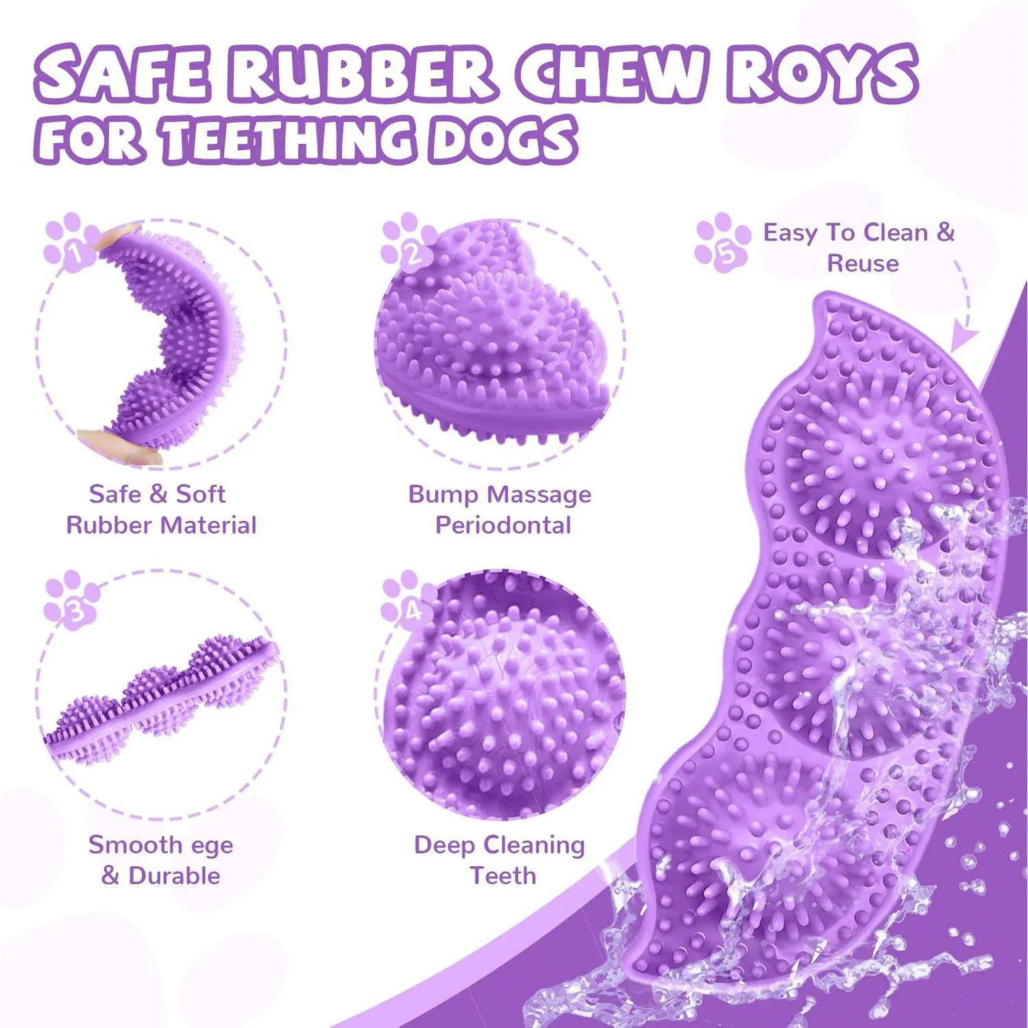 Paquete De Juguetes Para Cachorros Con Goma Suave Para Dentición Y Limpieza Dental 4