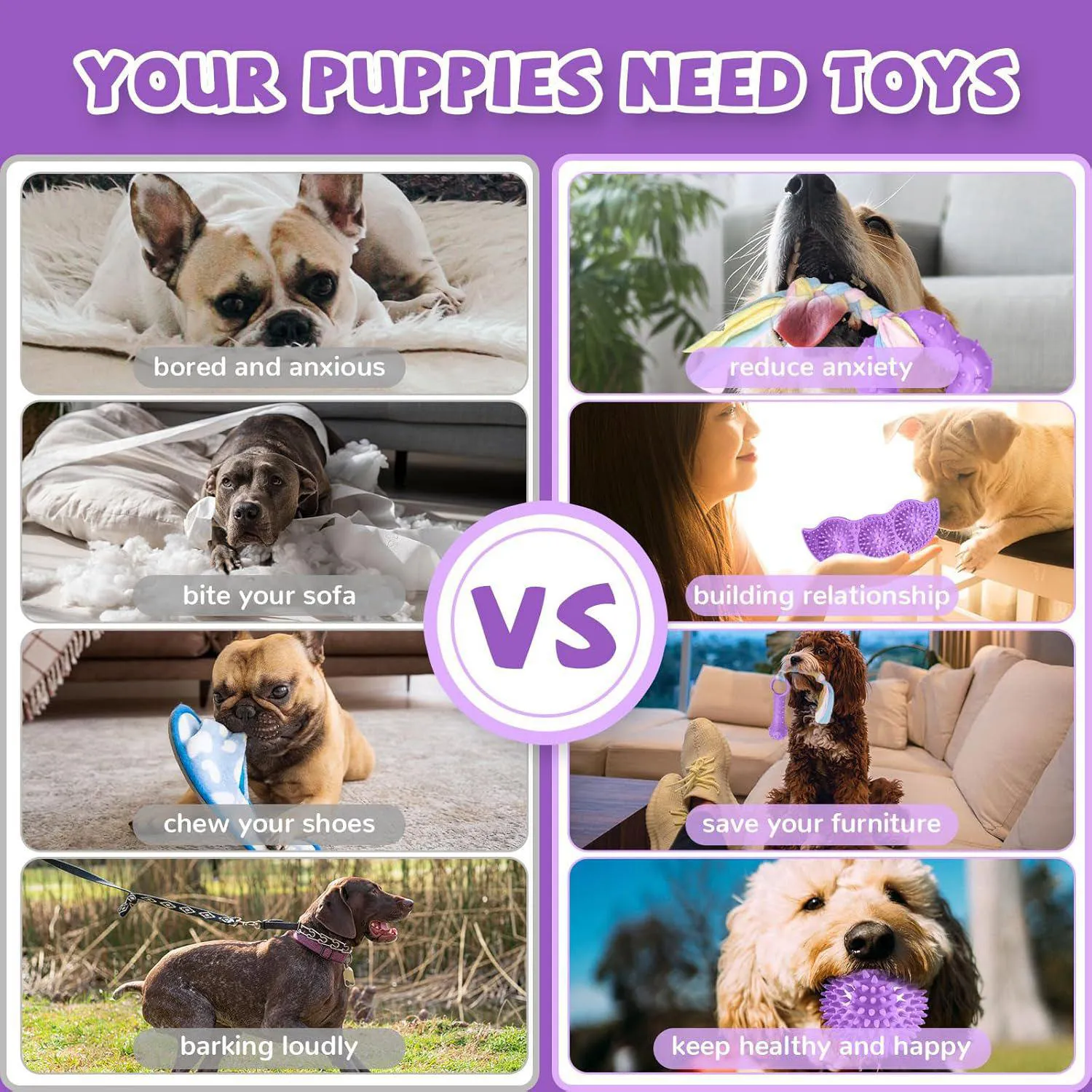 Paquete De Juguetes Para Cachorros Con Goma Suave Para Dentición Y Limpieza Dental 5