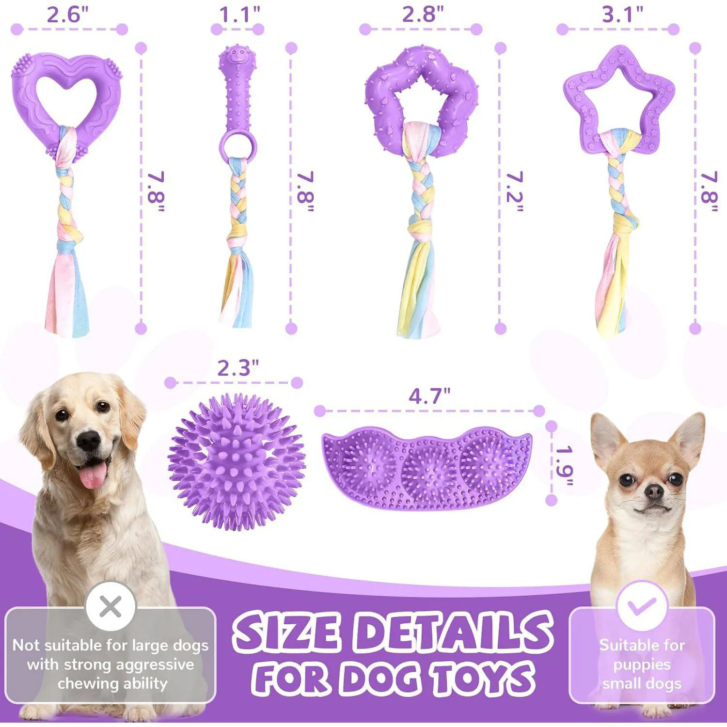 Paquete De Juguetes Para Cachorros Con Goma Suave Para Dentición Y Limpieza Dental 6