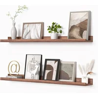 Estantería Flotante para Fotos en MDF Color Nuez para Oficina y Dormitorio