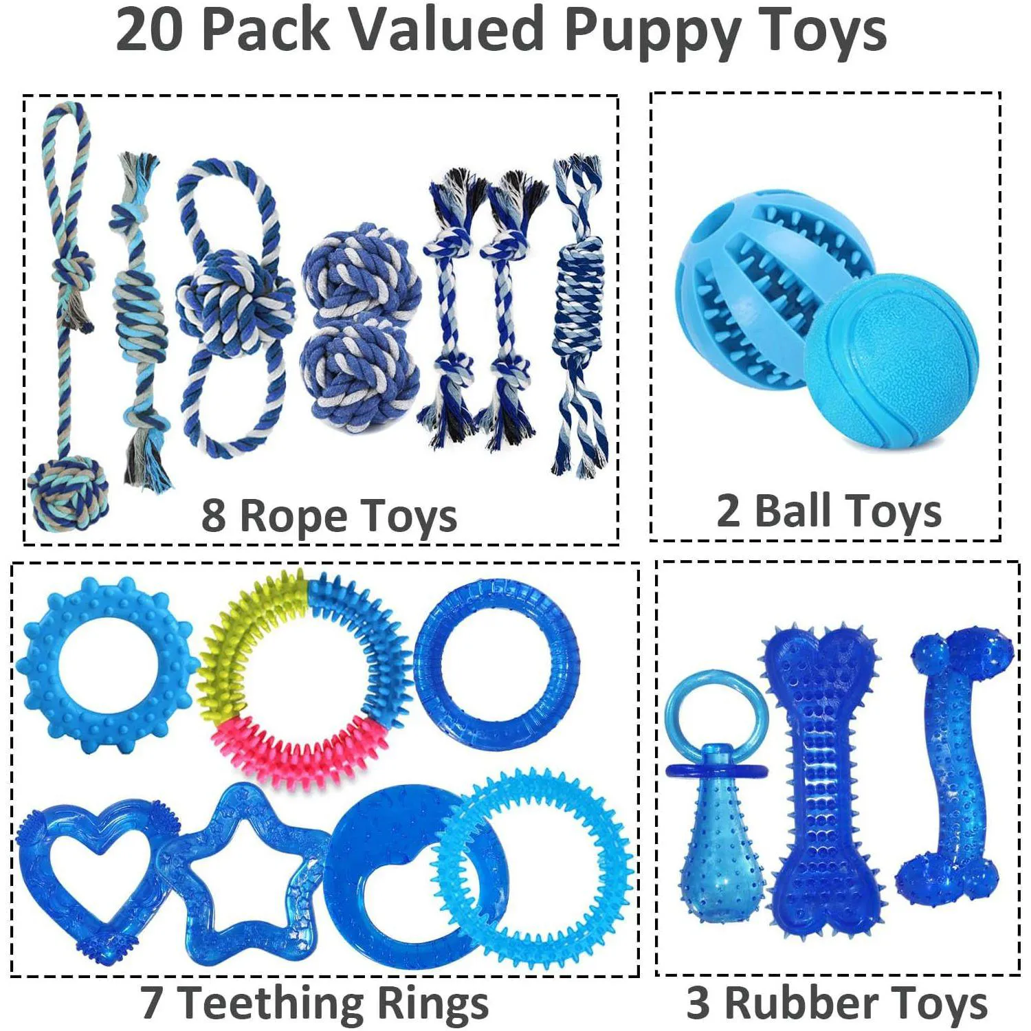 Set De Juguetes Para Cachorros Con 20 Piezas Para Dentición Y Juego Interactivo