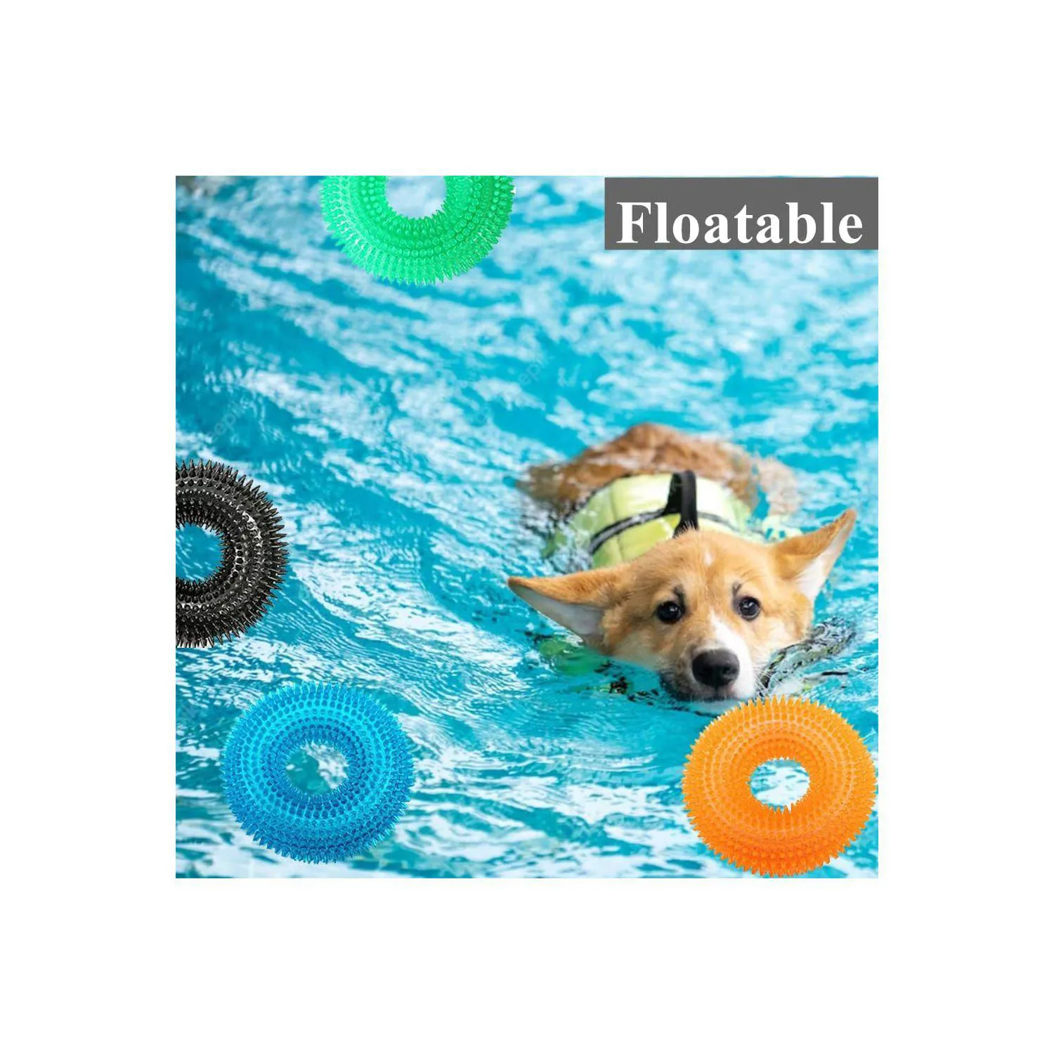 Juguete para Perros con Diseño de Donut Flotante y Sonido Interactivo Color Verde 6