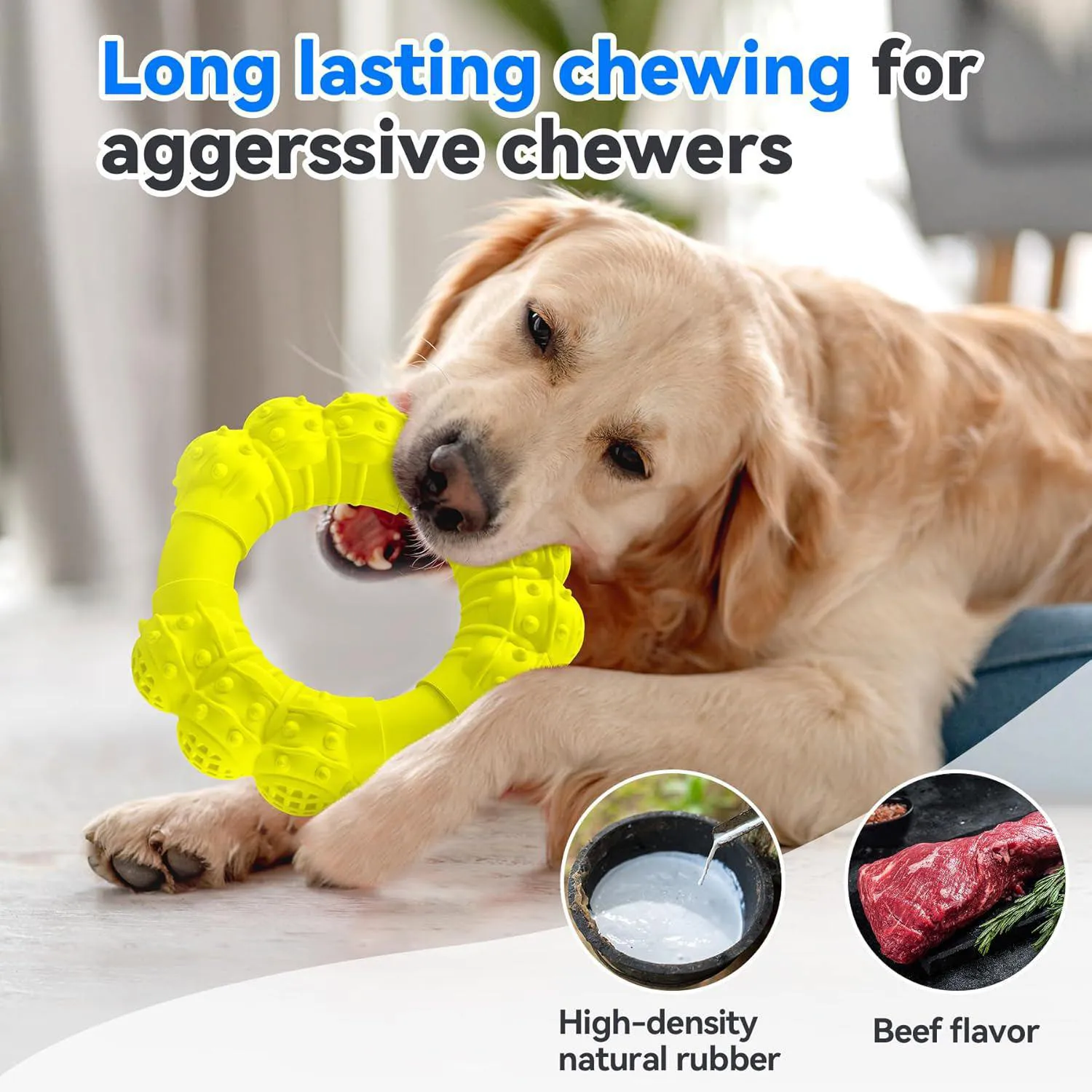 Juguete Resistente Para Perros Masticadores Agresivos Con Sabor A Carne 3