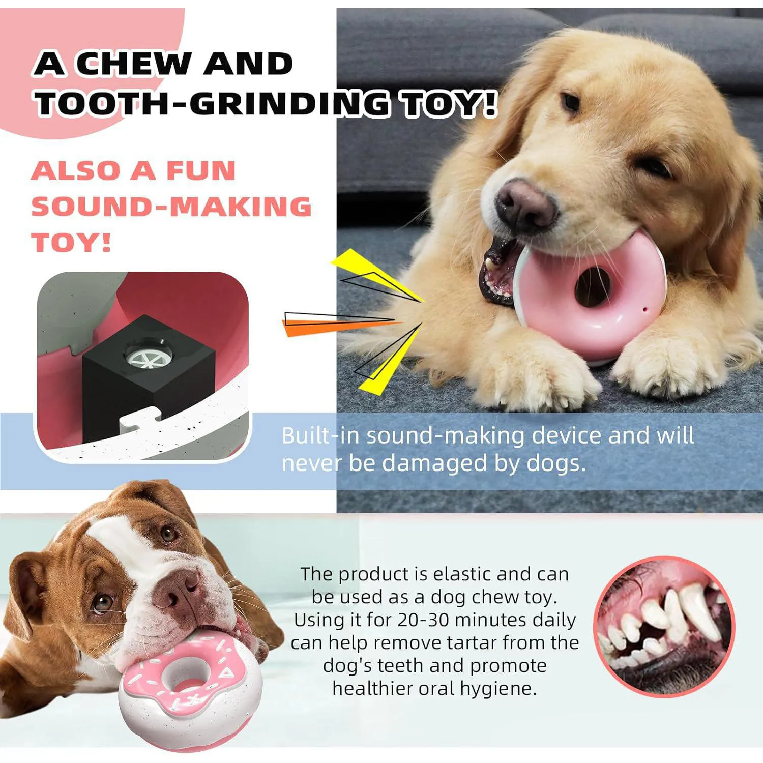 Juguete Masticable Para Perros Con Forma De Donut Resistente E Interactivo 5