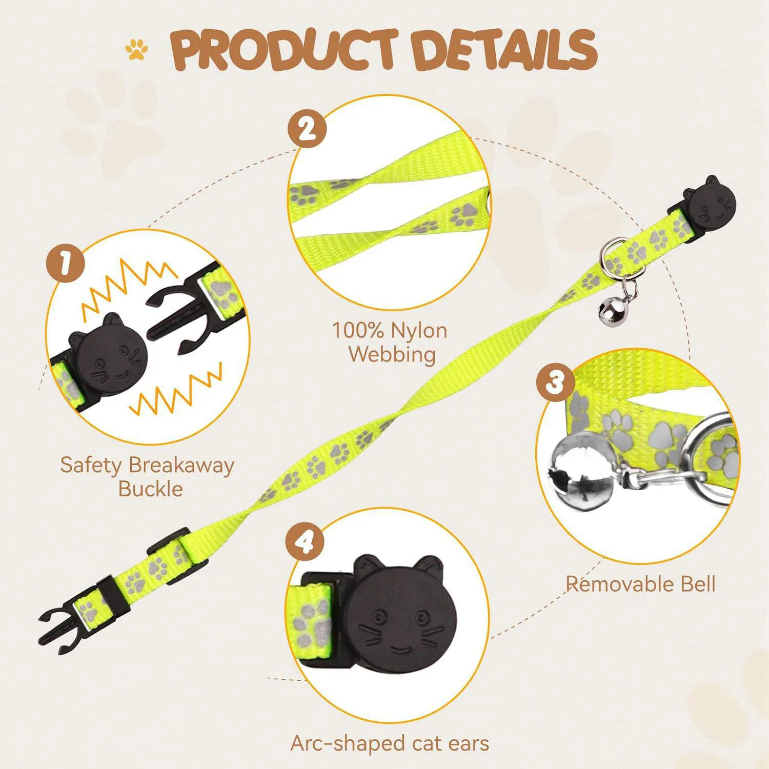 Collares QDYU Para Gatitos Pack x16 Reflectantes con Campana Seguros 3