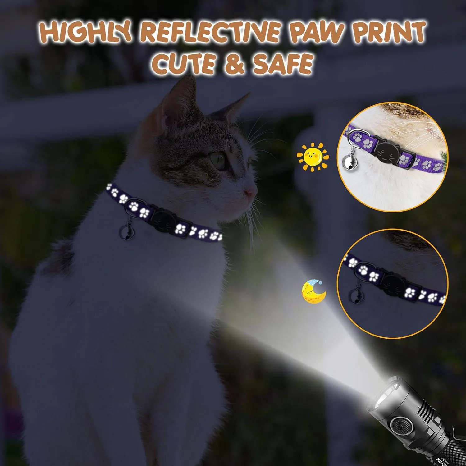 Collares QDYU Para Gatitos Pack x16 Reflectantes con Campana Seguros 4