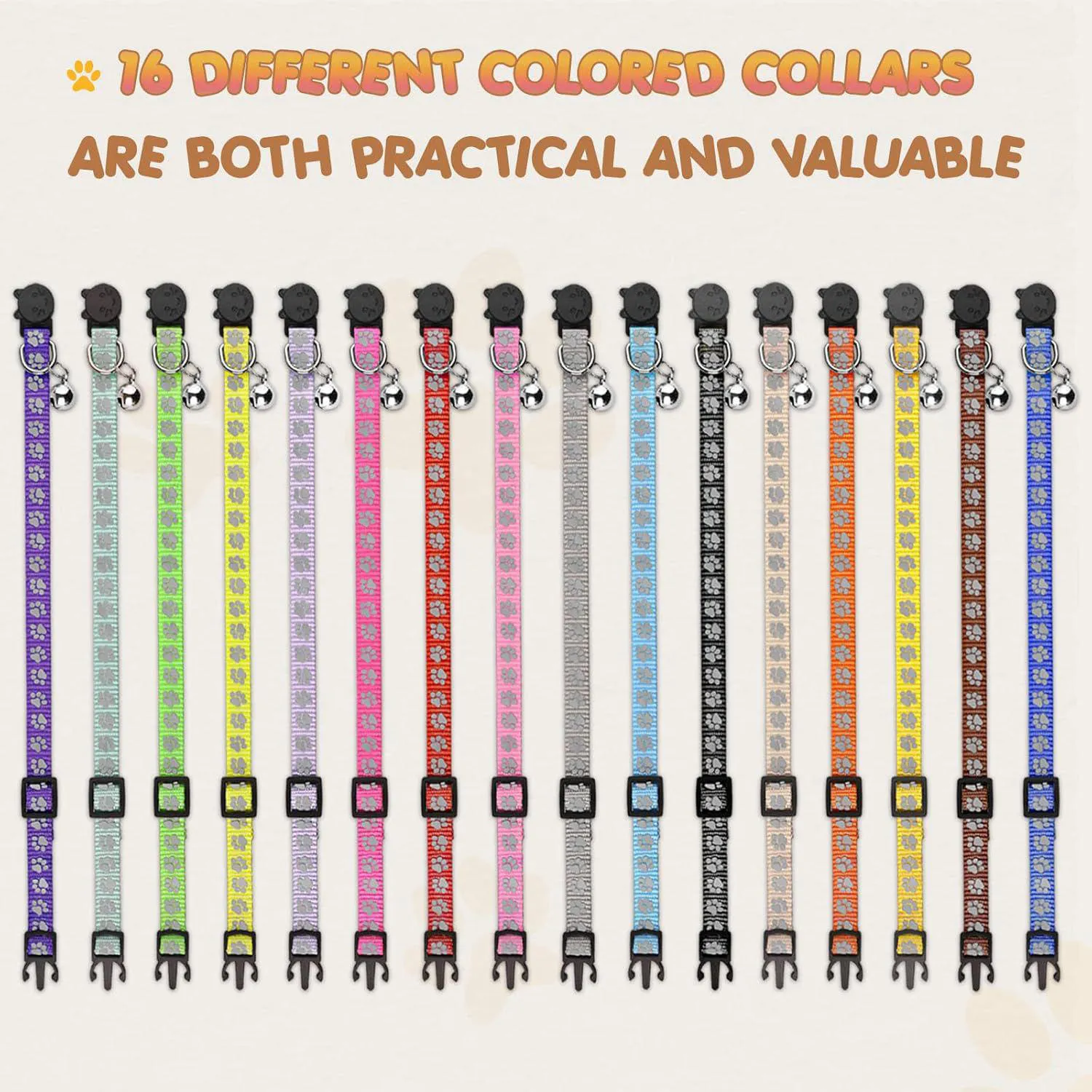 Collares QDYU Para Gatitos Pack x16 Reflectantes con Campana Seguros 5