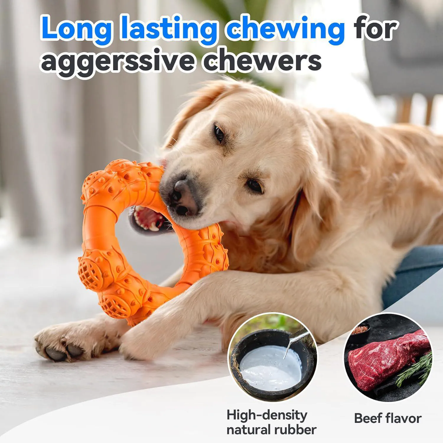 Anillo Masticable Indestructible Para Perros Agresivos Con Sabor A Carne 3