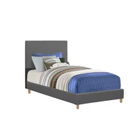 Base Cama con Espaldar + Colchon Semidoble Infantil Nino 120x190x115 Gris Plomo