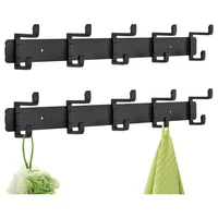 Perchero de Pared DECLUTTR Paquete de 2 con 5 Ganchos Resistentes en Aluminio Negro